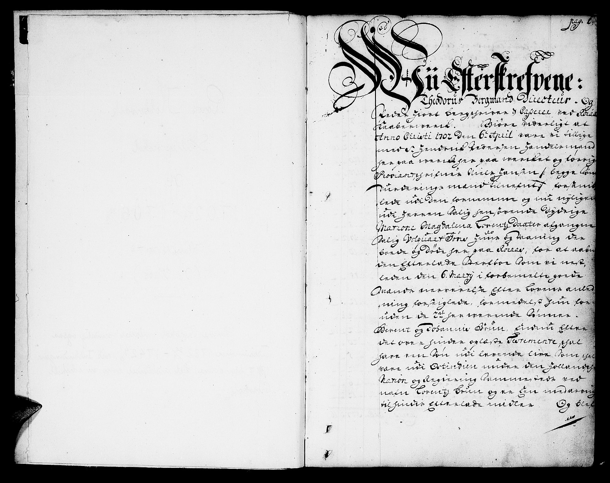 Røros Bergrett, AV/SAT-A-0024/3/3A/L0002: Skifteprotokoll, 1702-1706, s. 0-1