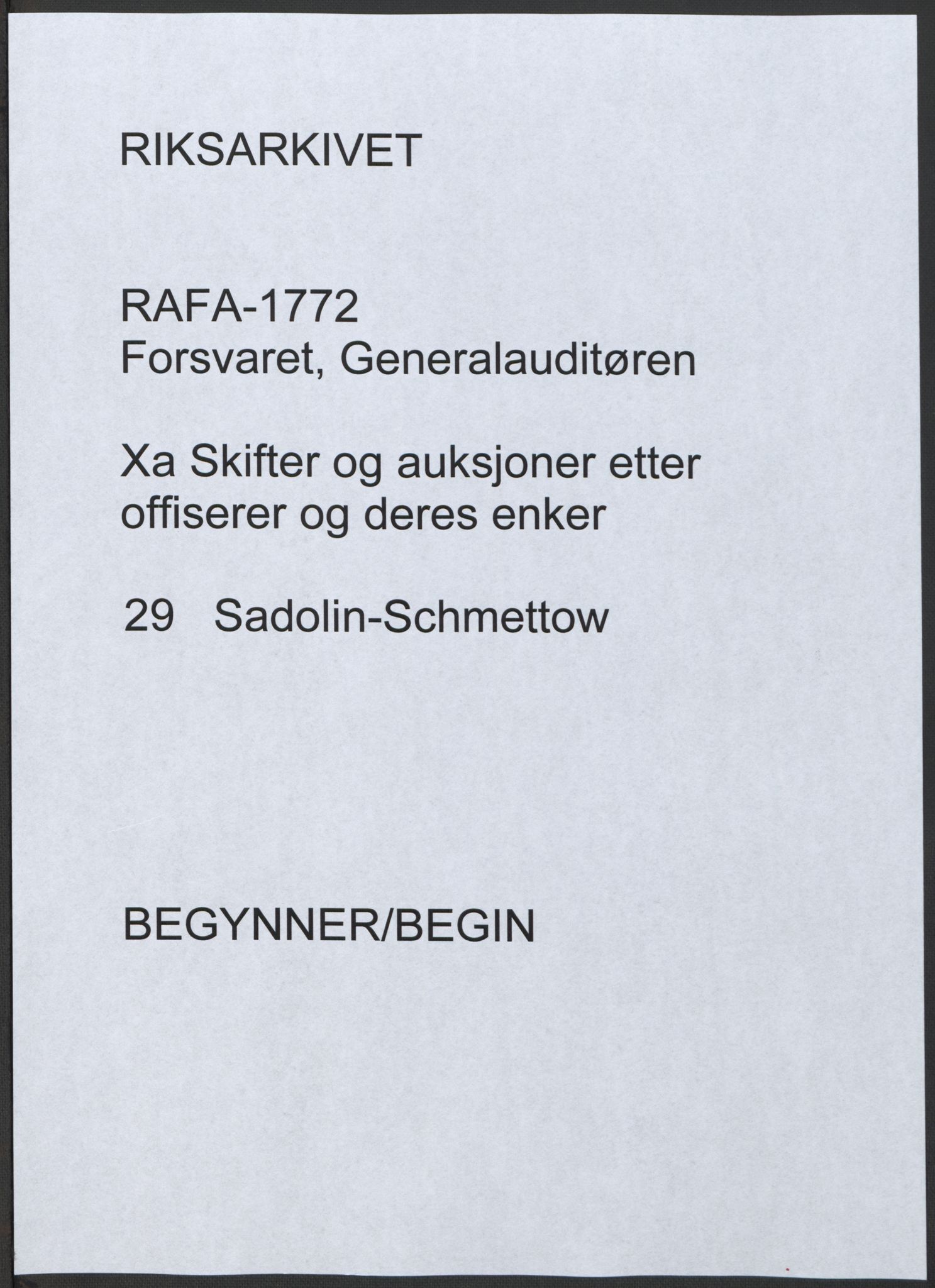 Forsvaret, Generalauditøren, RA/RAFA-1772/F/Fj/Fja/L0029: --, 1709-1825, s. 1