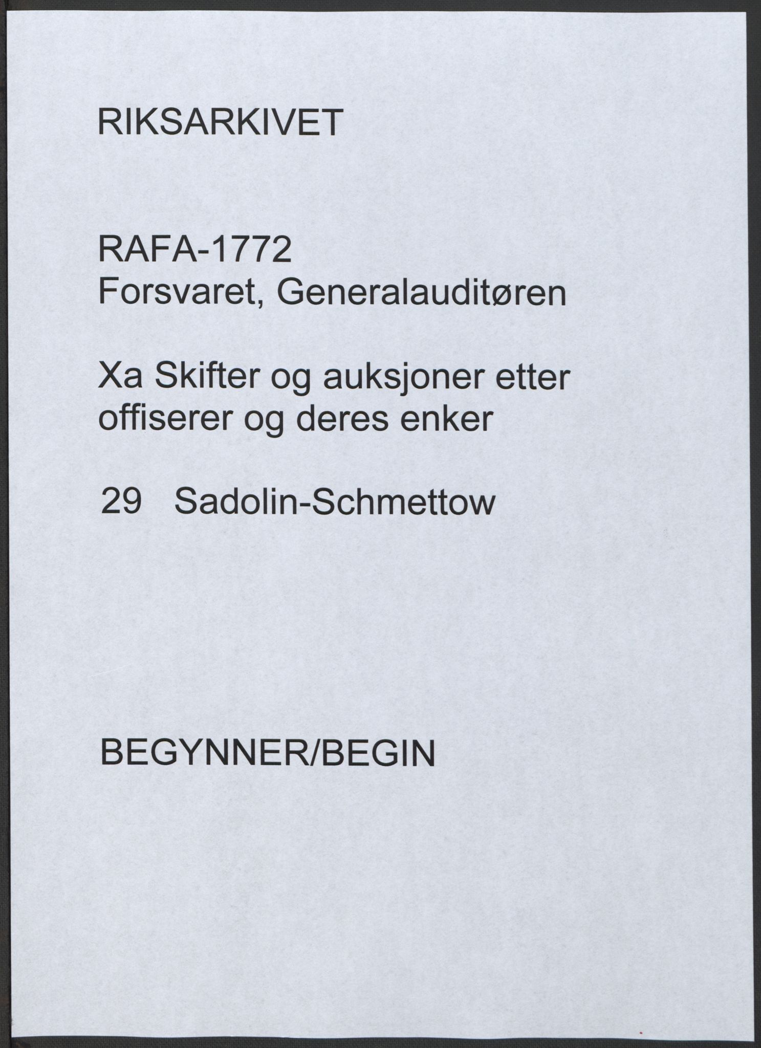 Forsvaret, Generalauditøren, AV/RA-RAFA-1772/F/Fj/Fja/L0029: --, 1709-1825, s. 1