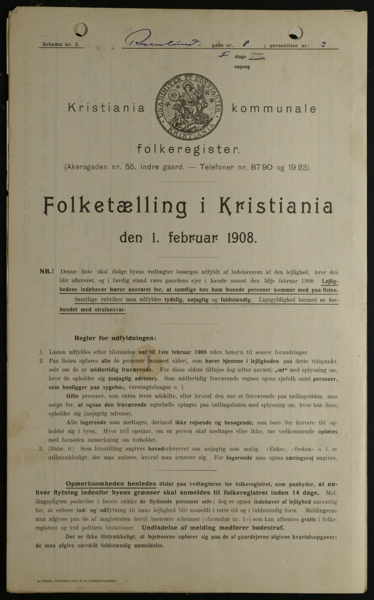 OBA, Kommunal folketelling 1.2.1908 for Kristiania kjøpstad, 1908, s. 75656