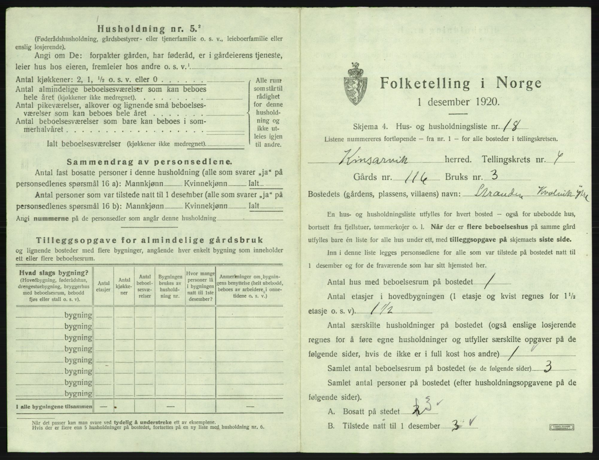 SAB, Folketelling 1920 for 1231 Kinsarvik herred, 1920, s. 346