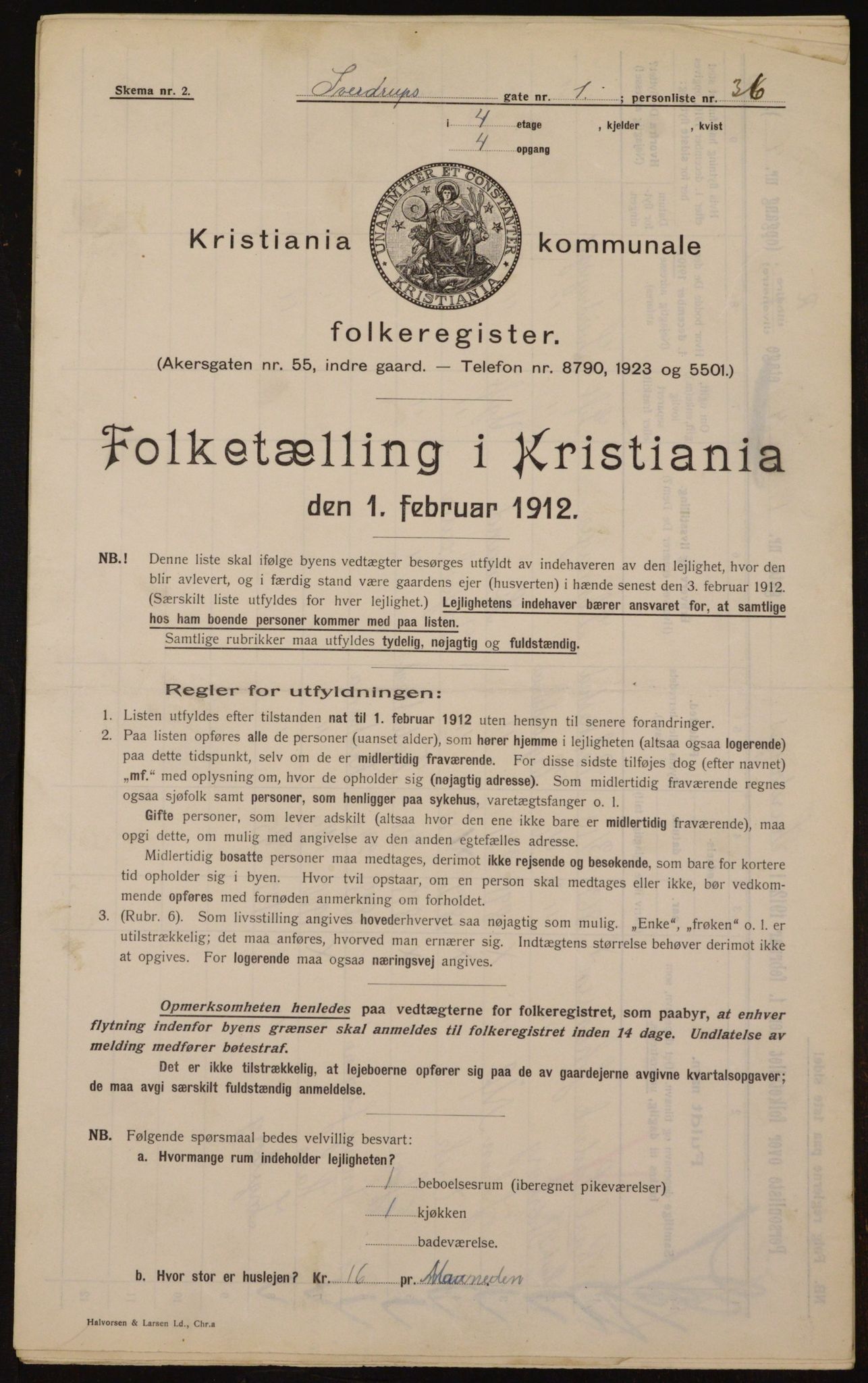 OBA, Kommunal folketelling 1.2.1912 for Kristiania, 1912, s. 104864