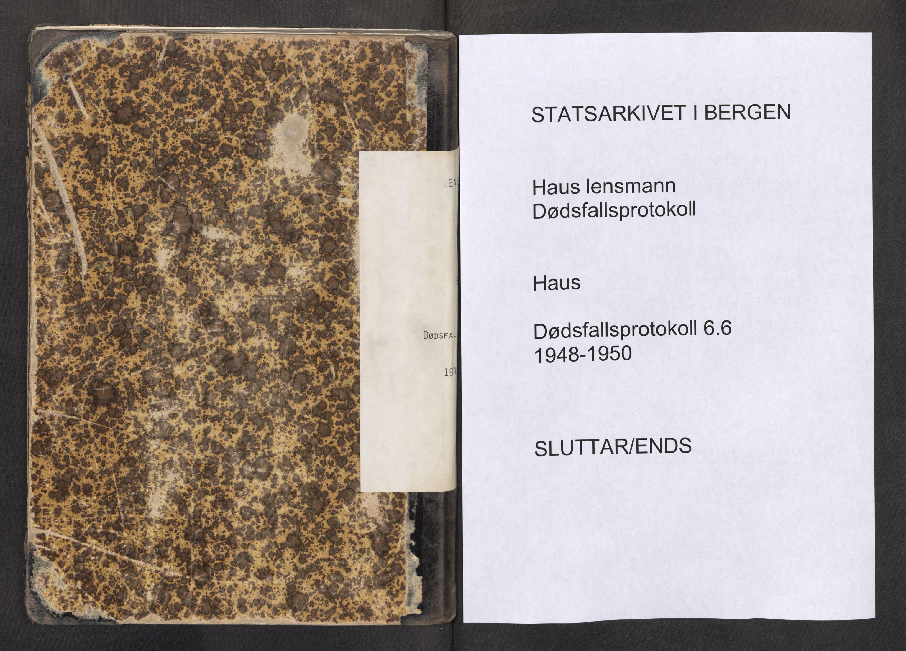Lensmannen i Haus, AV/SAB-A-32701/0006/L0006: Dødsfallprotokoll, 1948-1950