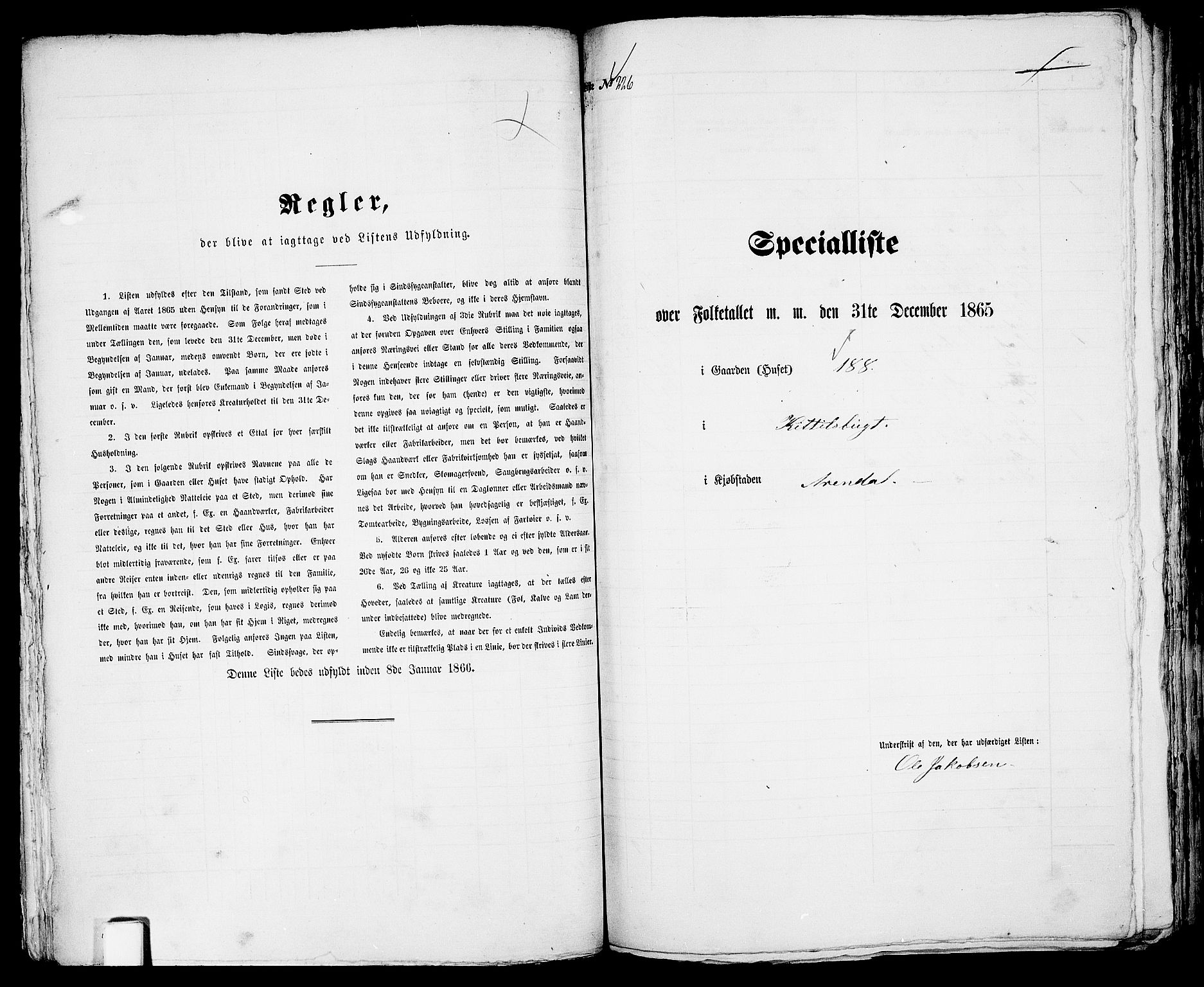 RA, Folketelling 1865 for 0903P Arendal prestegjeld, 1865, s. 458