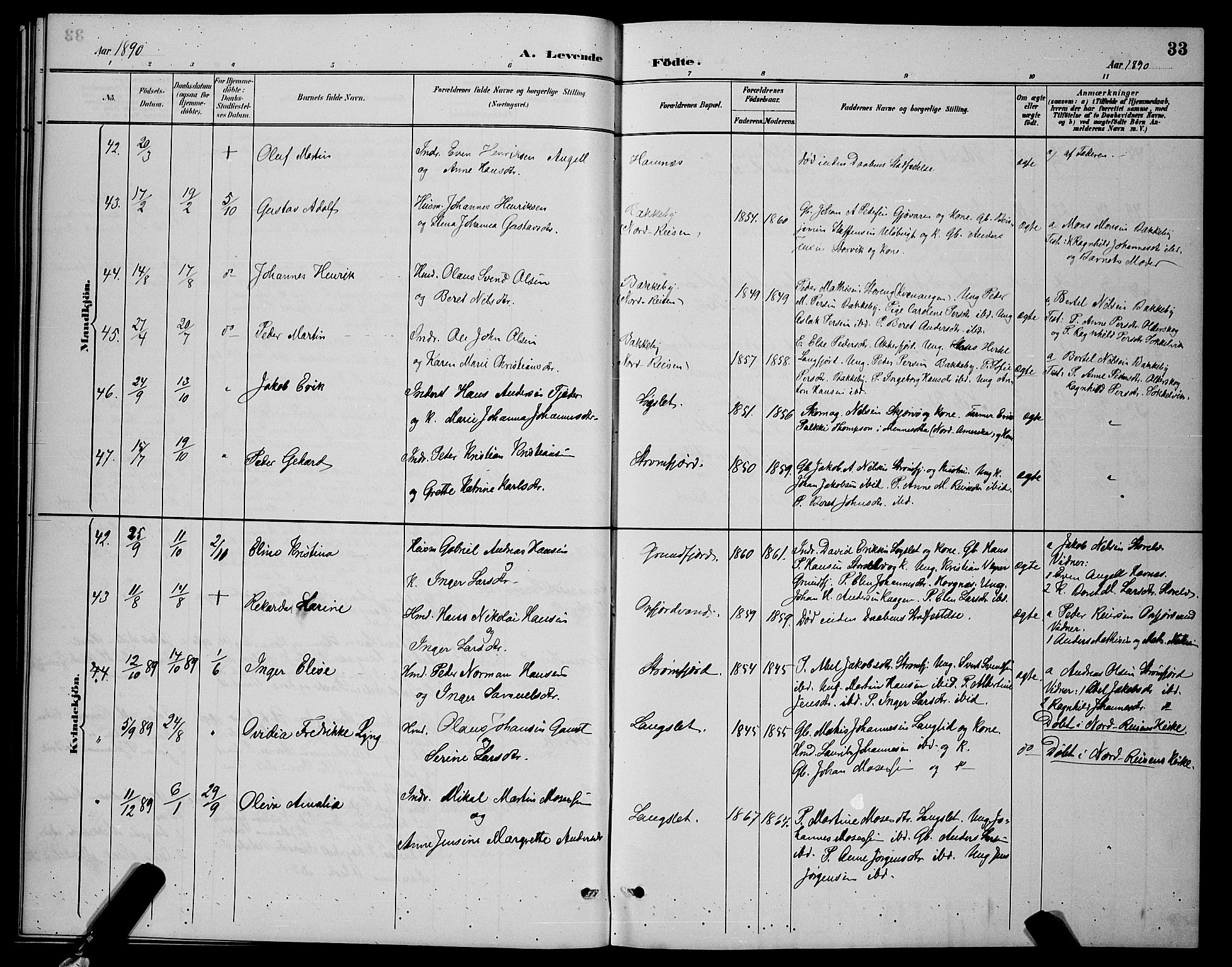 Skjervøy sokneprestkontor, AV/SATØ-S-1300/H/Ha/Hab/L0007klokker: Klokkerbok nr. 7, 1889-1899, s. 33