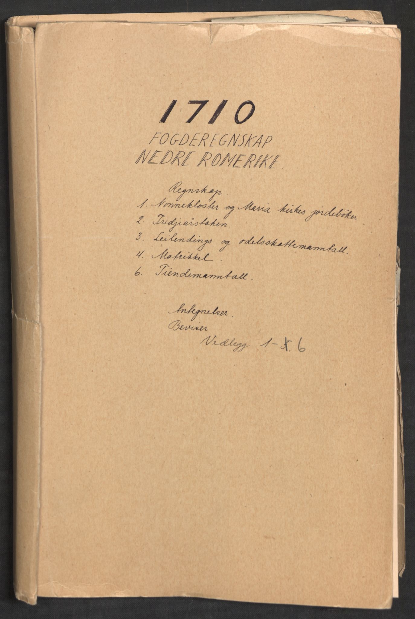 Rentekammeret inntil 1814, Reviderte regnskaper, Fogderegnskap, RA/EA-4092/R11/L0592: Fogderegnskap Nedre Romerike, 1710-1711, s. 2