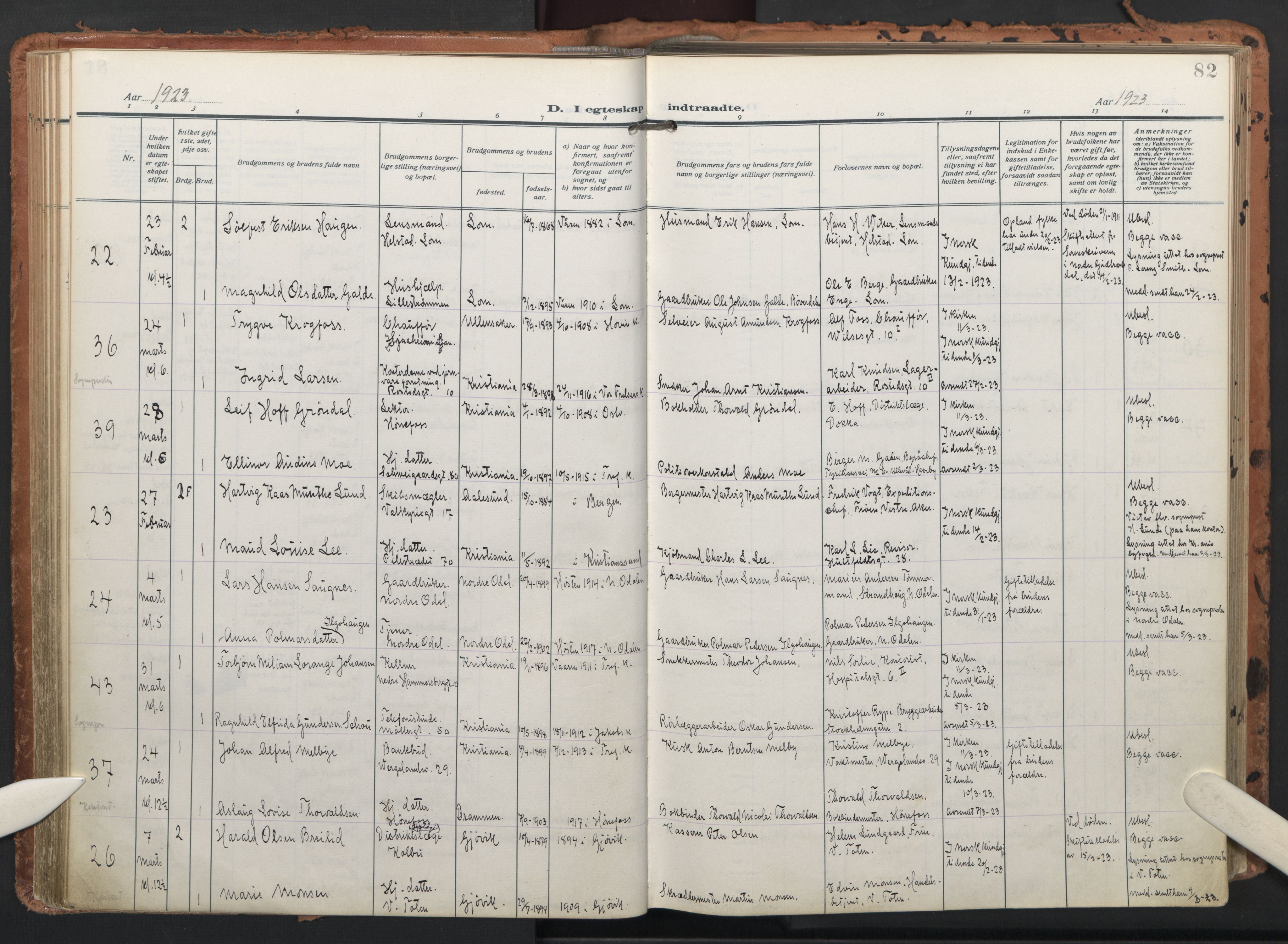 Trefoldighet prestekontor Kirkebøker, AV/SAO-A-10882/F/Fc/L0008: Ministerialbok nr. III 8, 1920-1932, s. 82