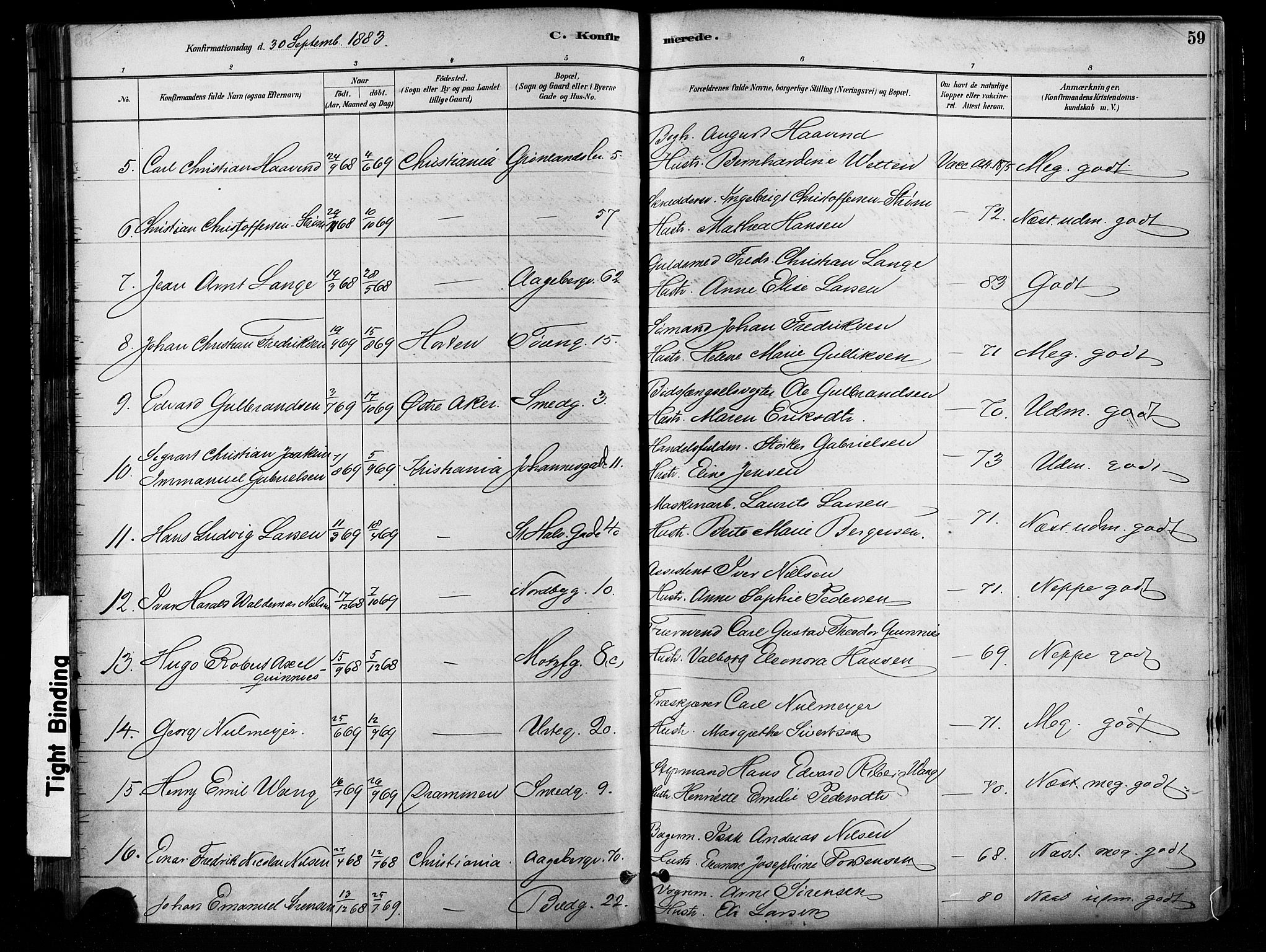 Grønland prestekontor Kirkebøker, AV/SAO-A-10848/F/Fa/L0008: Ministerialbok nr. 8, 1881-1893, s. 59