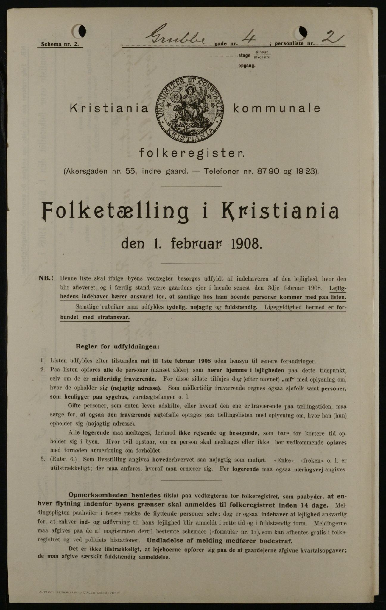 OBA, Kommunal folketelling 1.2.1908 for Kristiania kjøpstad, 1908, s. 27215