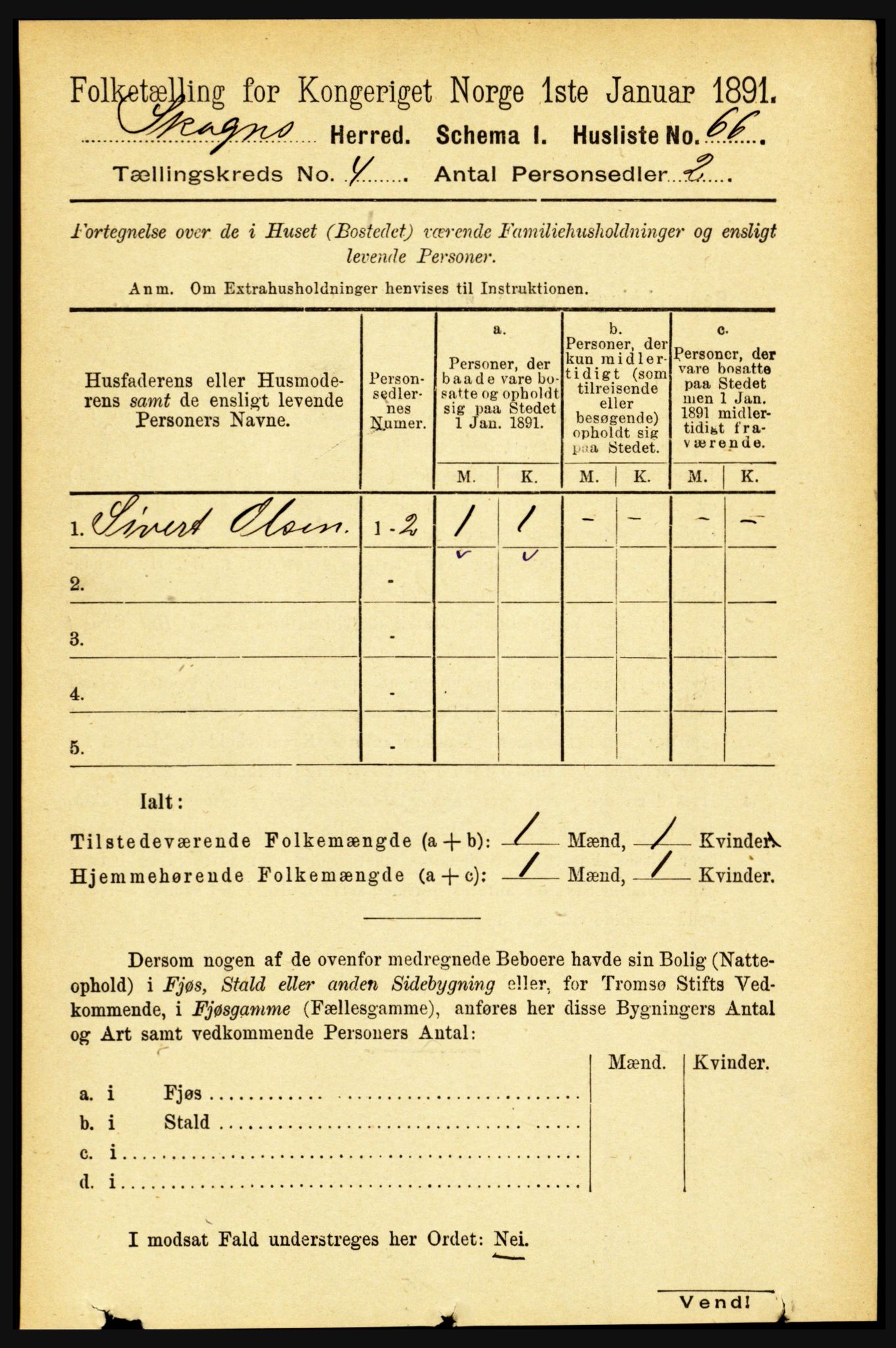 RA, Folketelling 1891 for 1719 Skogn herred, 1891, s. 2333