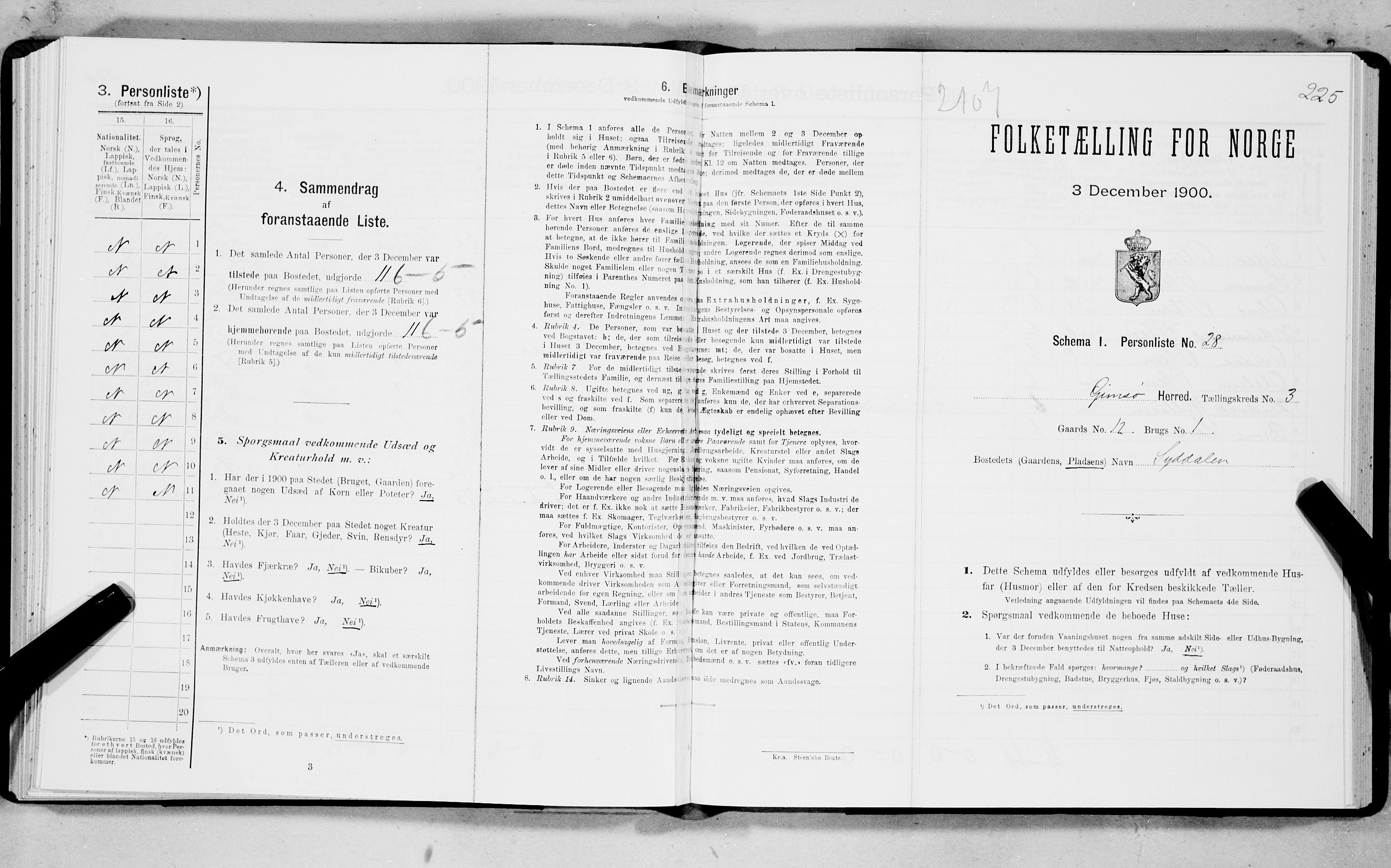 SAT, Folketelling 1900 for 1864 Gimsøy herred, 1900, s. 242