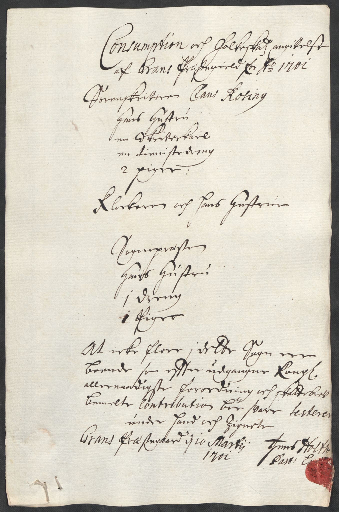 Rentekammeret inntil 1814, Reviderte regnskaper, Fogderegnskap, AV/RA-EA-4092/R18/L1299: Fogderegnskap Hadeland, Toten og Valdres, 1701, s. 329