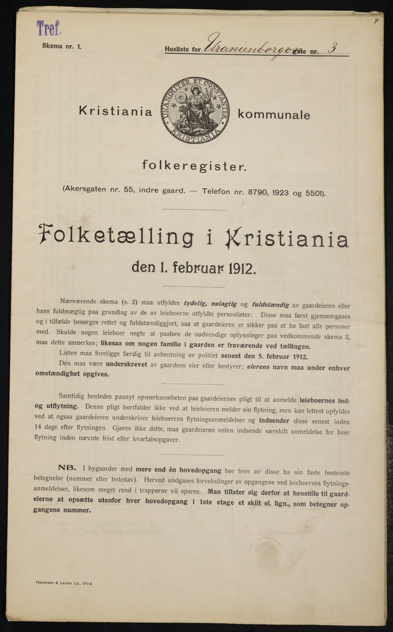 OBA, Kommunal folketelling 1.2.1912 for Kristiania, 1912, s. 120352