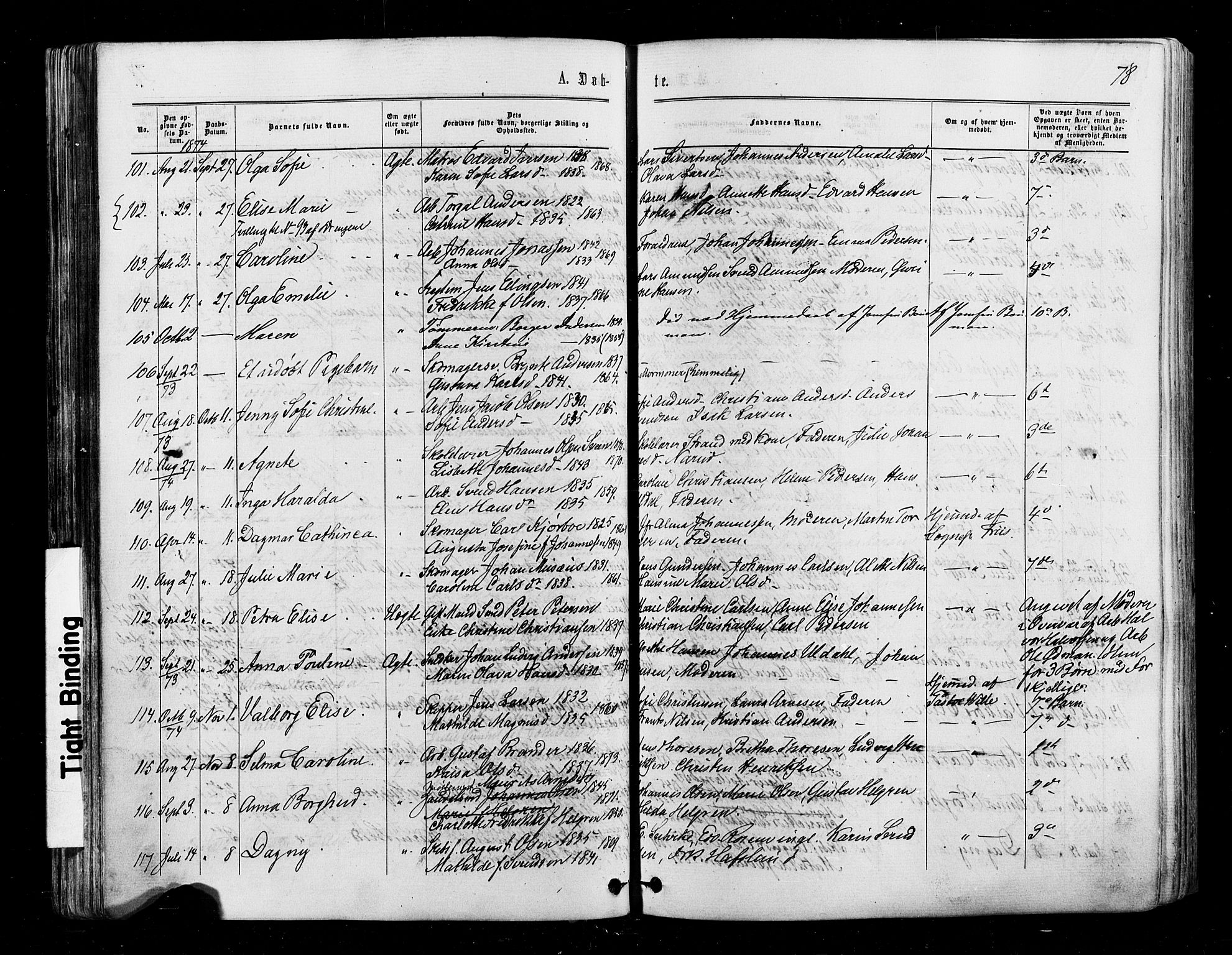 Halden prestekontor Kirkebøker, AV/SAO-A-10909/F/Fa/L0009: Ministerialbok nr. I 9, 1866-1877, s. 78