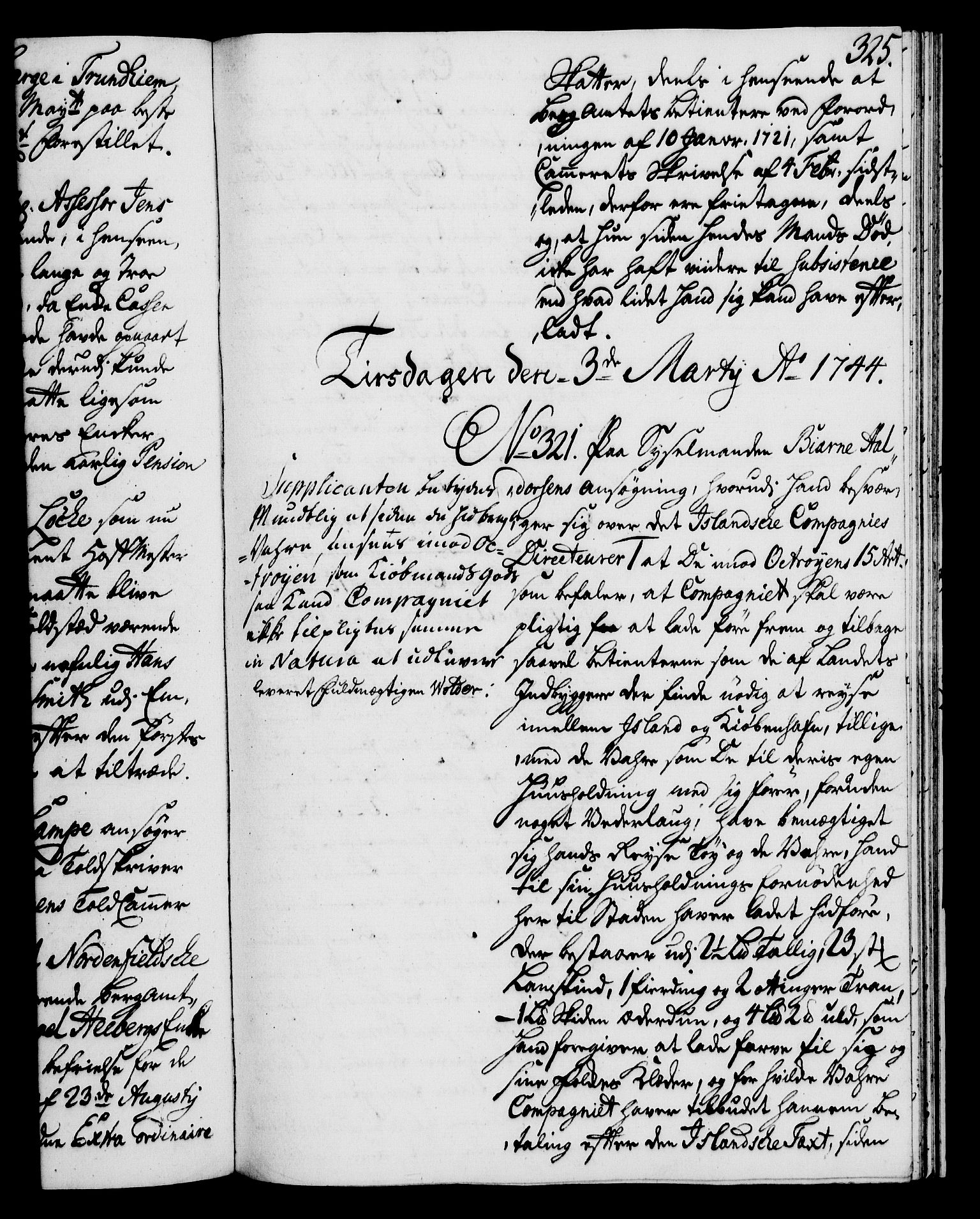 Rentekammeret, Kammerkanselliet, RA/EA-3111/G/Gh/Gha/L0025: Norsk ekstraktmemorialprotokoll (merket RK 53.70), 1743-1744, s. 325