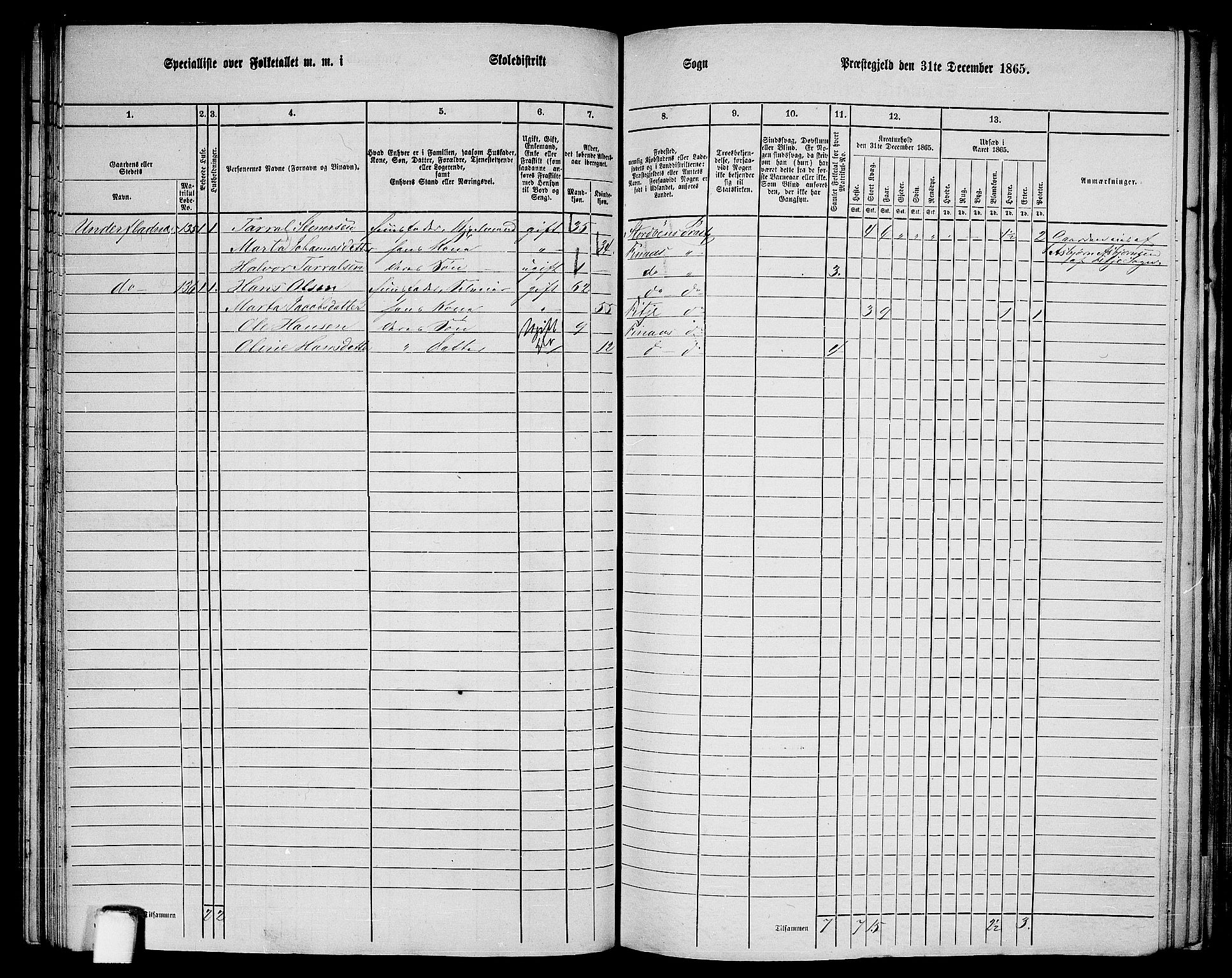 RA, Folketelling 1865 for 1218P Finnås prestegjeld, 1865, s. 81