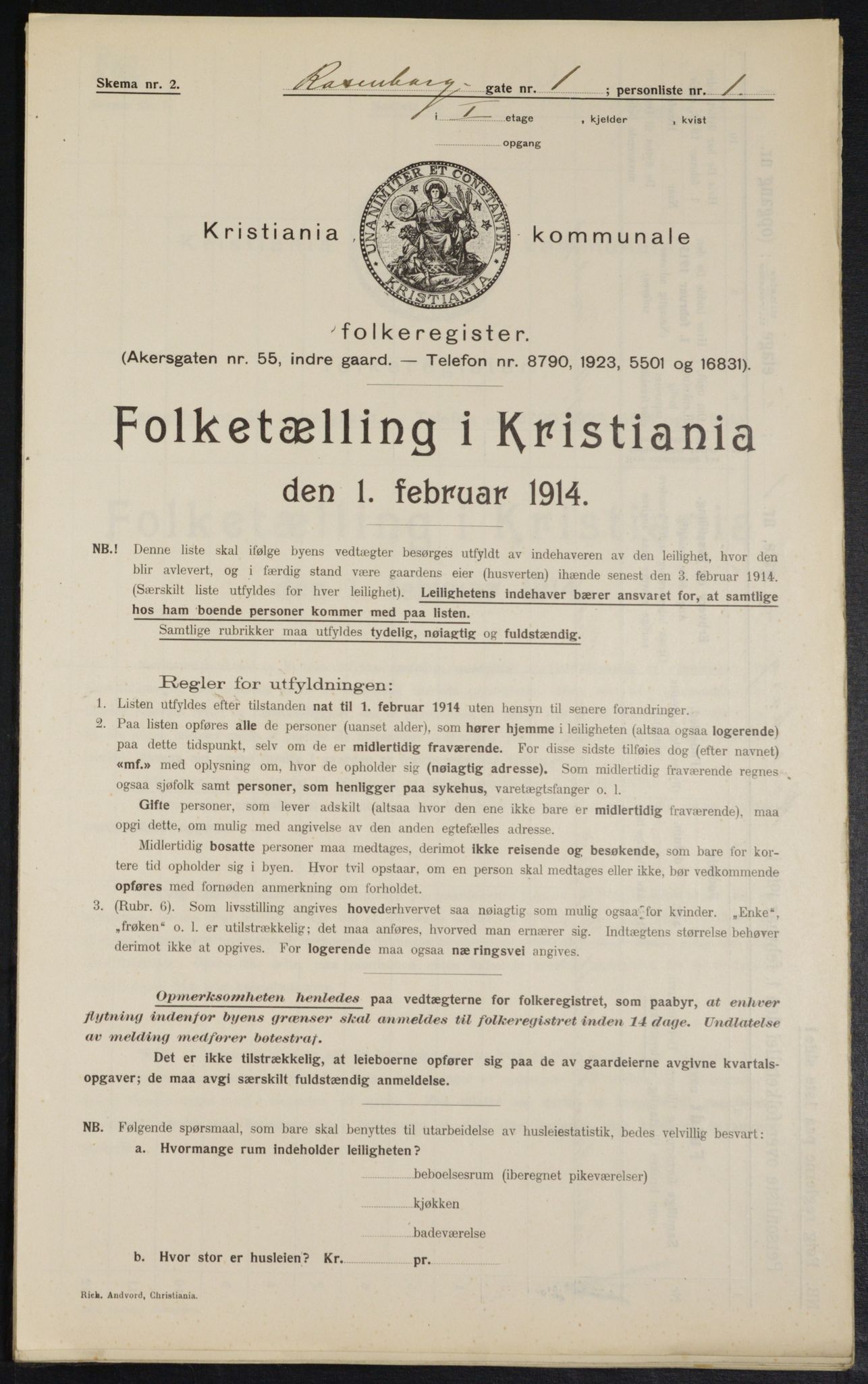 OBA, Kommunal folketelling 1.2.1914 for Kristiania, 1914, s. 83299