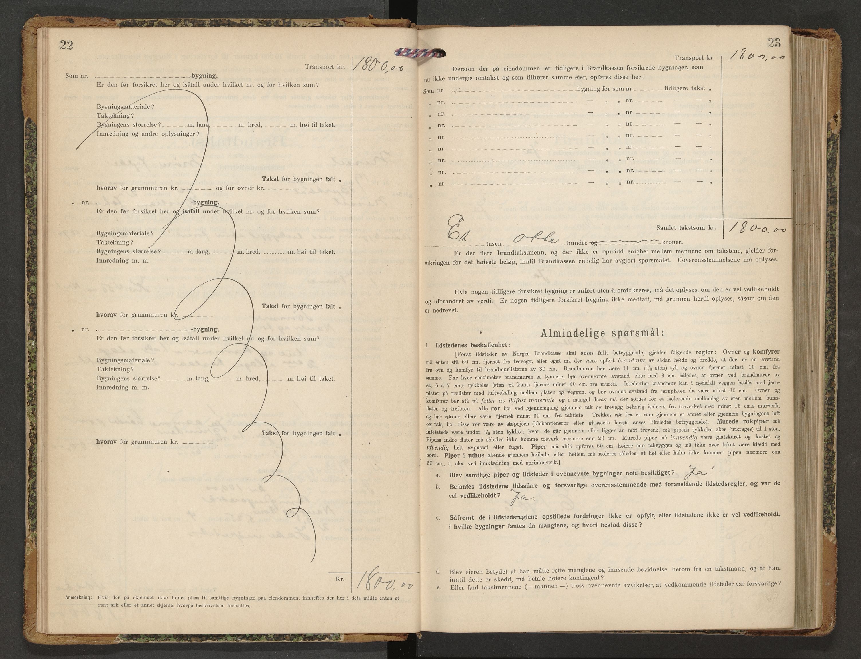 Norges Brannkasse Nesset, AV/SAT-A-5501/F/Fb/L0003: Branntakstprotokoll, 1919-1932, s. 22-23