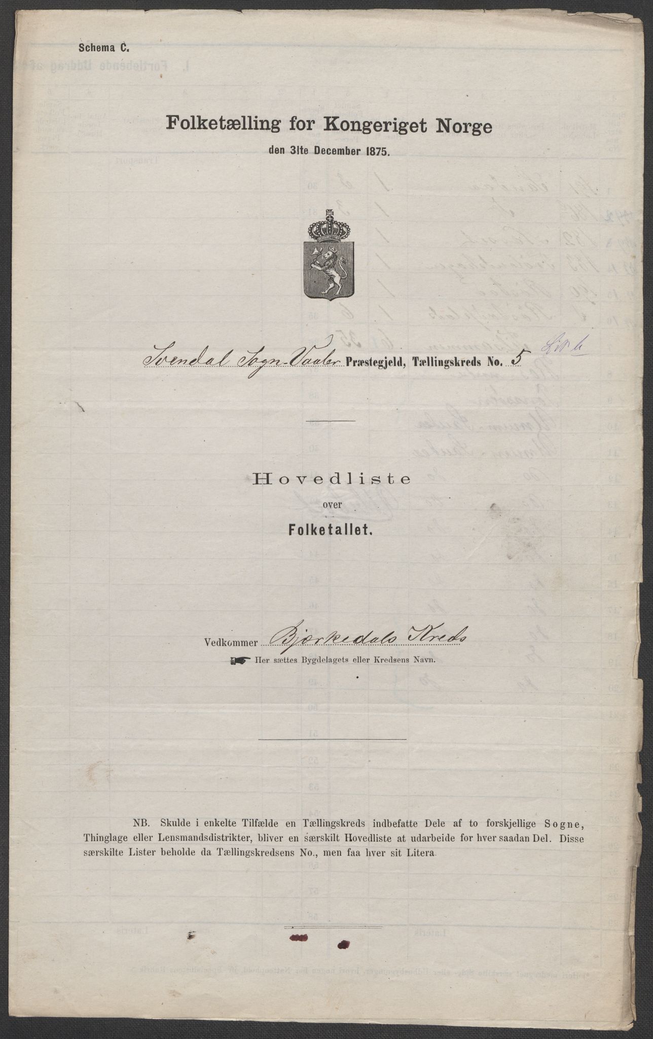 RA, Folketelling 1875 for 0137P Våler prestegjeld, 1875, s. 19