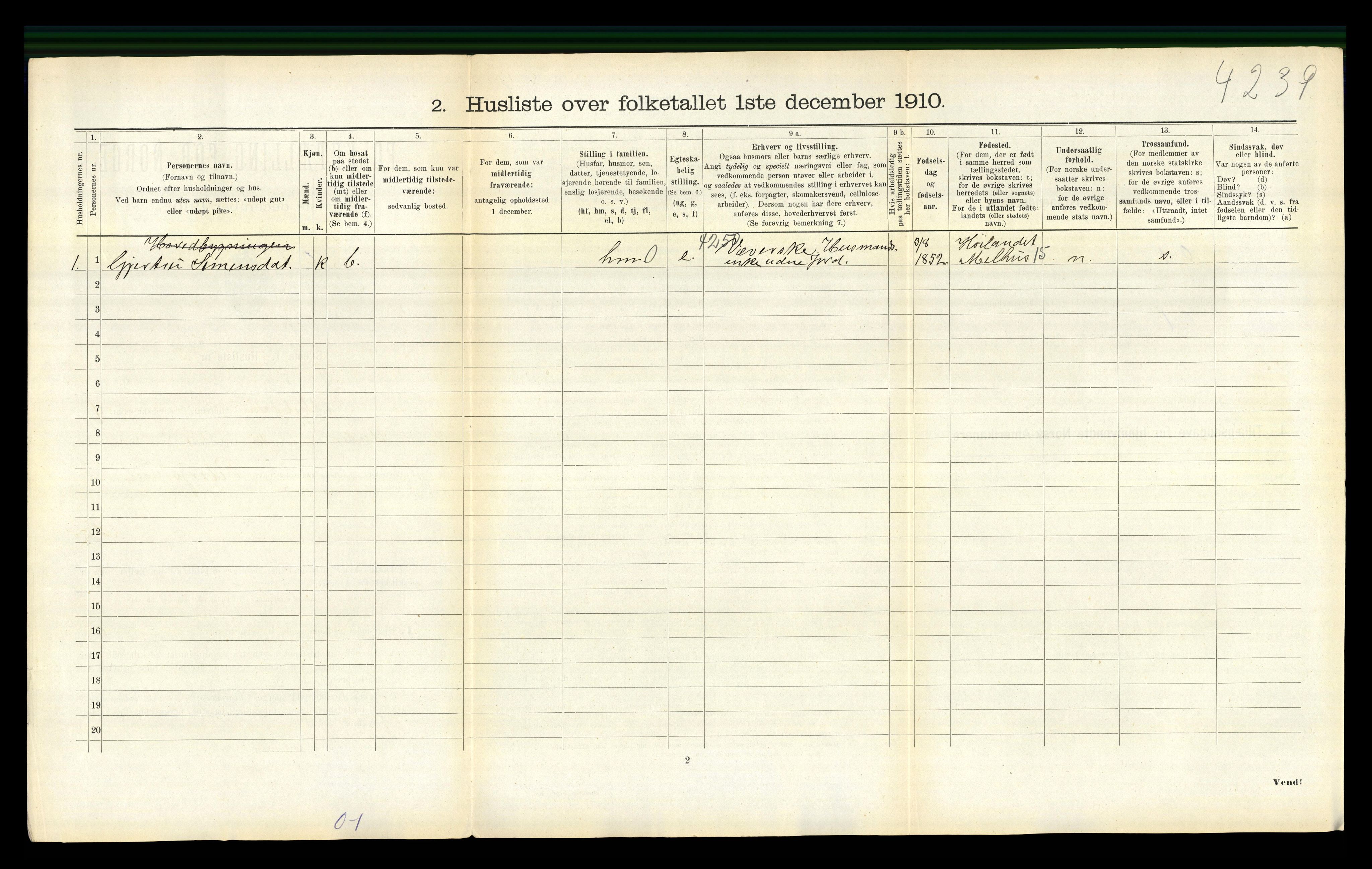 RA, Folketelling 1910 for 1636 Meldal herred, 1910, s. 414