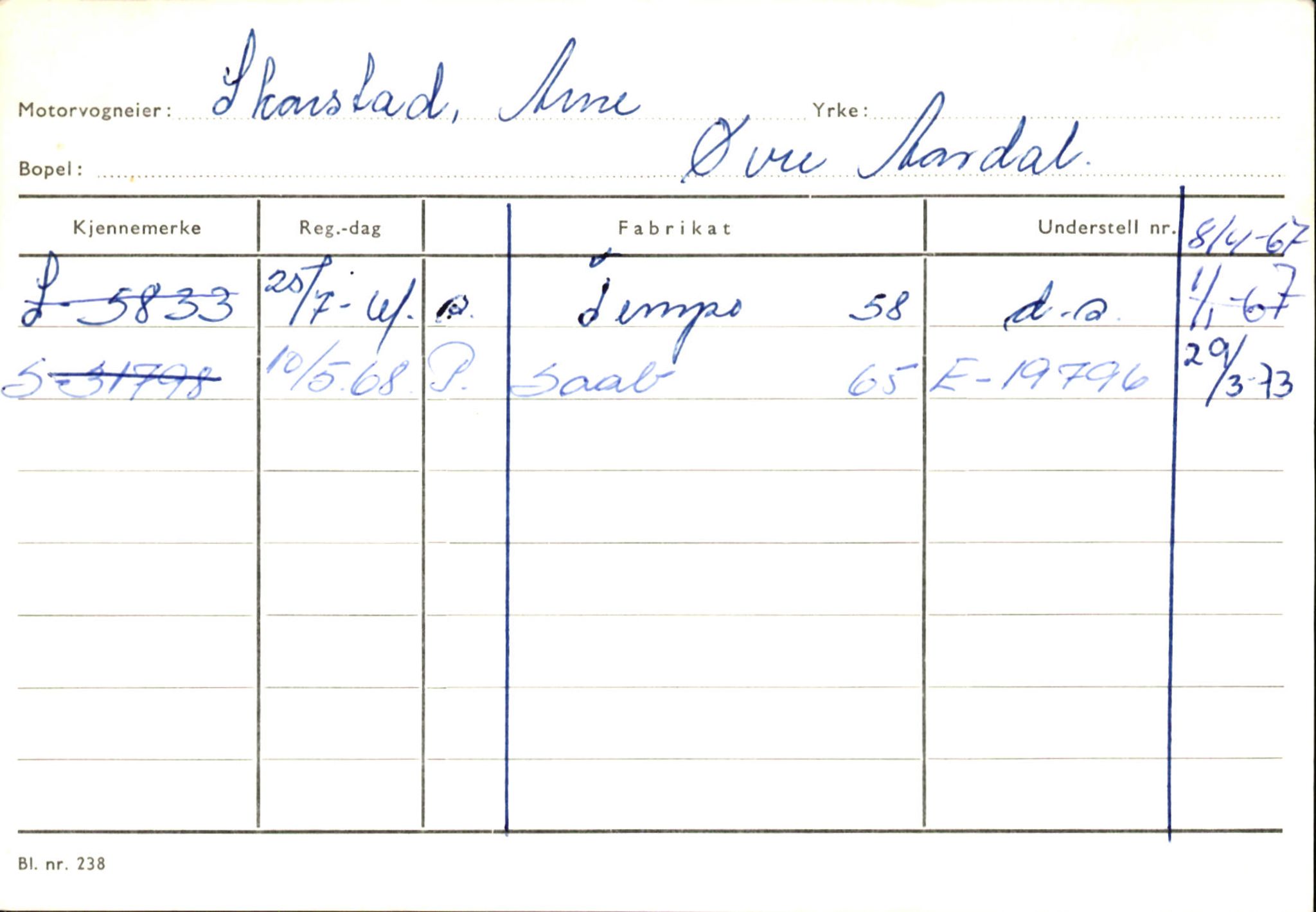 Statens vegvesen, Sogn og Fjordane vegkontor, AV/SAB-A-5301/4/F/L0146: Registerkort Årdal R-Å samt diverse kort, 1945-1975, s. 332