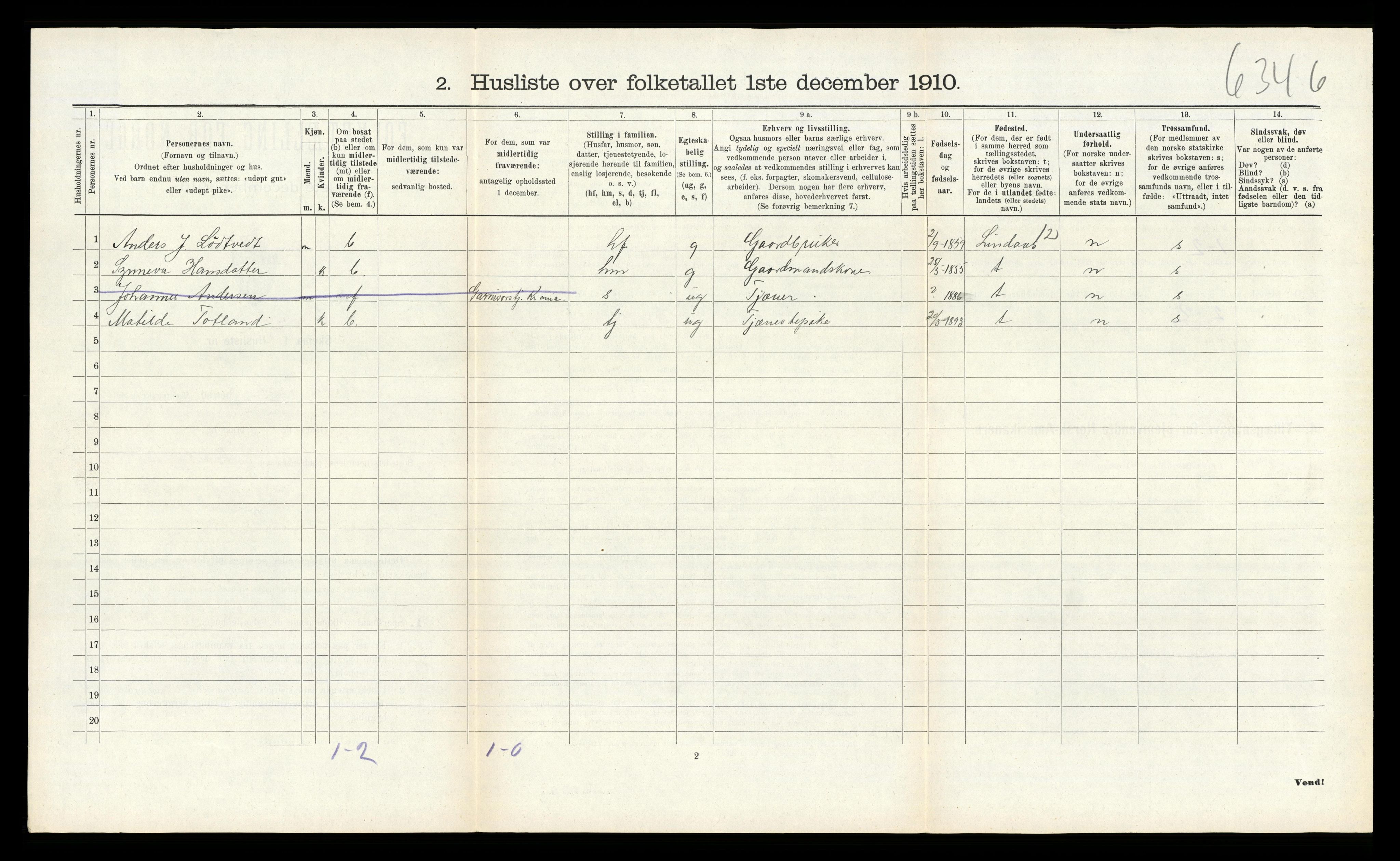 RA, Folketelling 1910 for 1257 Alversund herred, 1910, s. 1057
