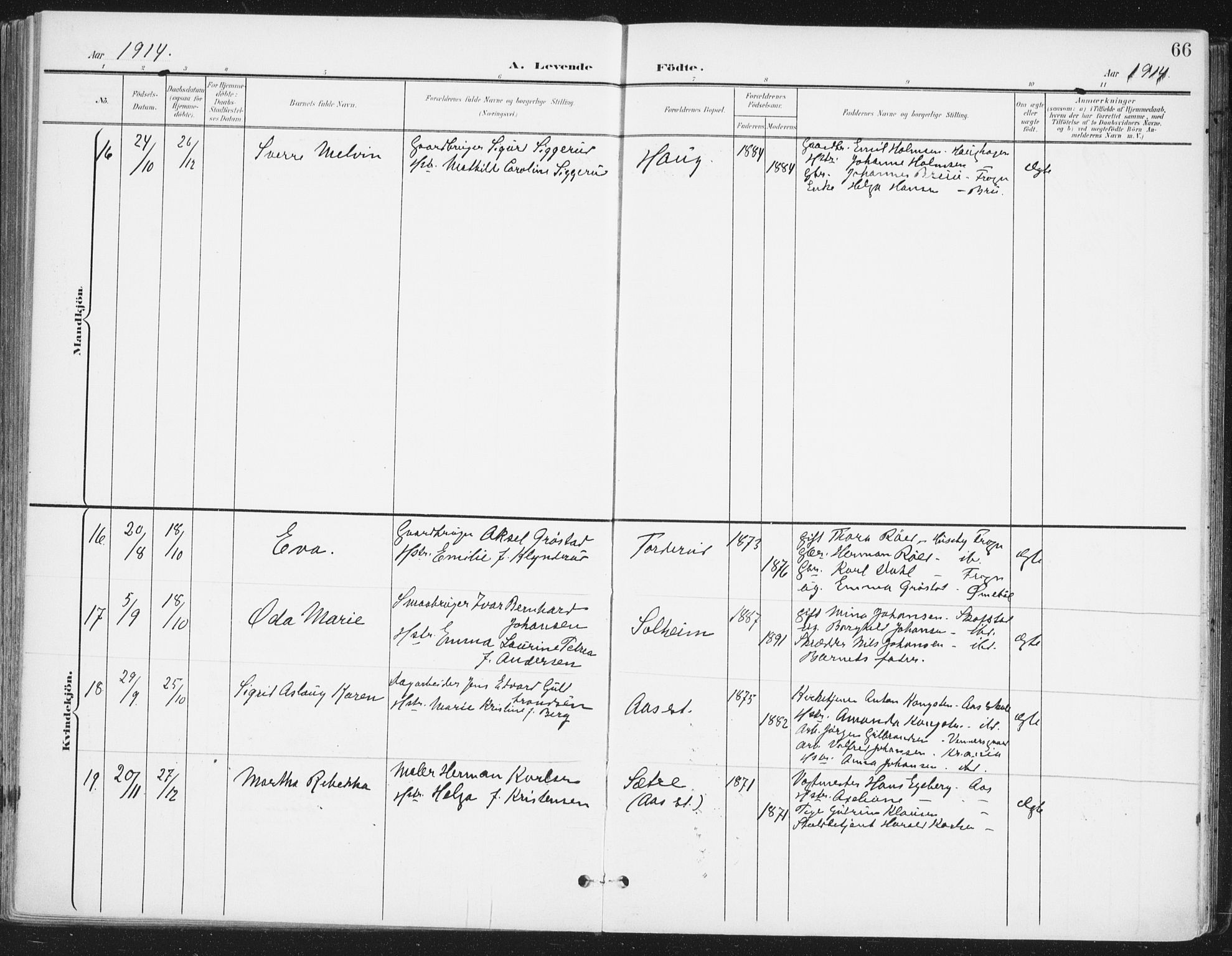 Ås prestekontor Kirkebøker, AV/SAO-A-10894/F/Fa/L0010: Ministerialbok nr. I 10, 1900-1918, s. 66