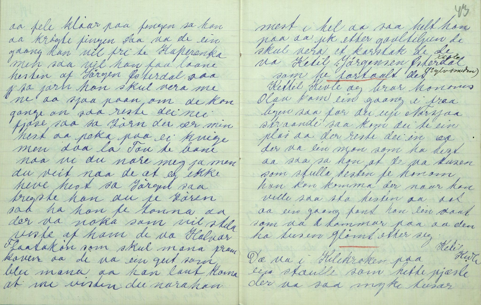 Rikard Berge, TEMU/TGM-A-1003/F/L0007/0024: 251-299 / 274 Uppskriftir av Gunhild Kivle. Viser, segner, eventyr, 1915, s. 42-43
