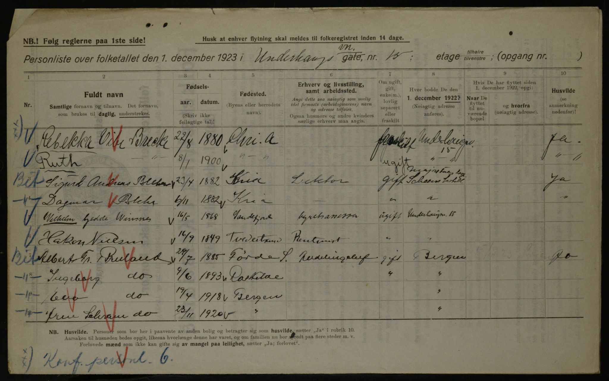 OBA, Kommunal folketelling 1.12.1923 for Kristiania, 1923, s. 132641