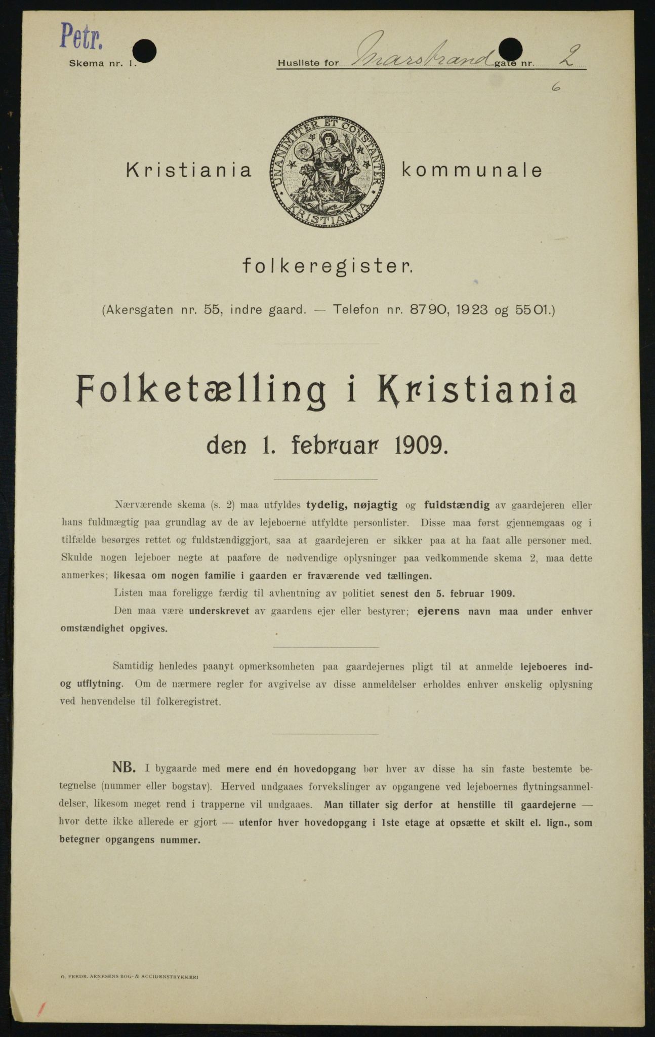 OBA, Kommunal folketelling 1.2.1909 for Kristiania kjøpstad, 1909, s. 58684