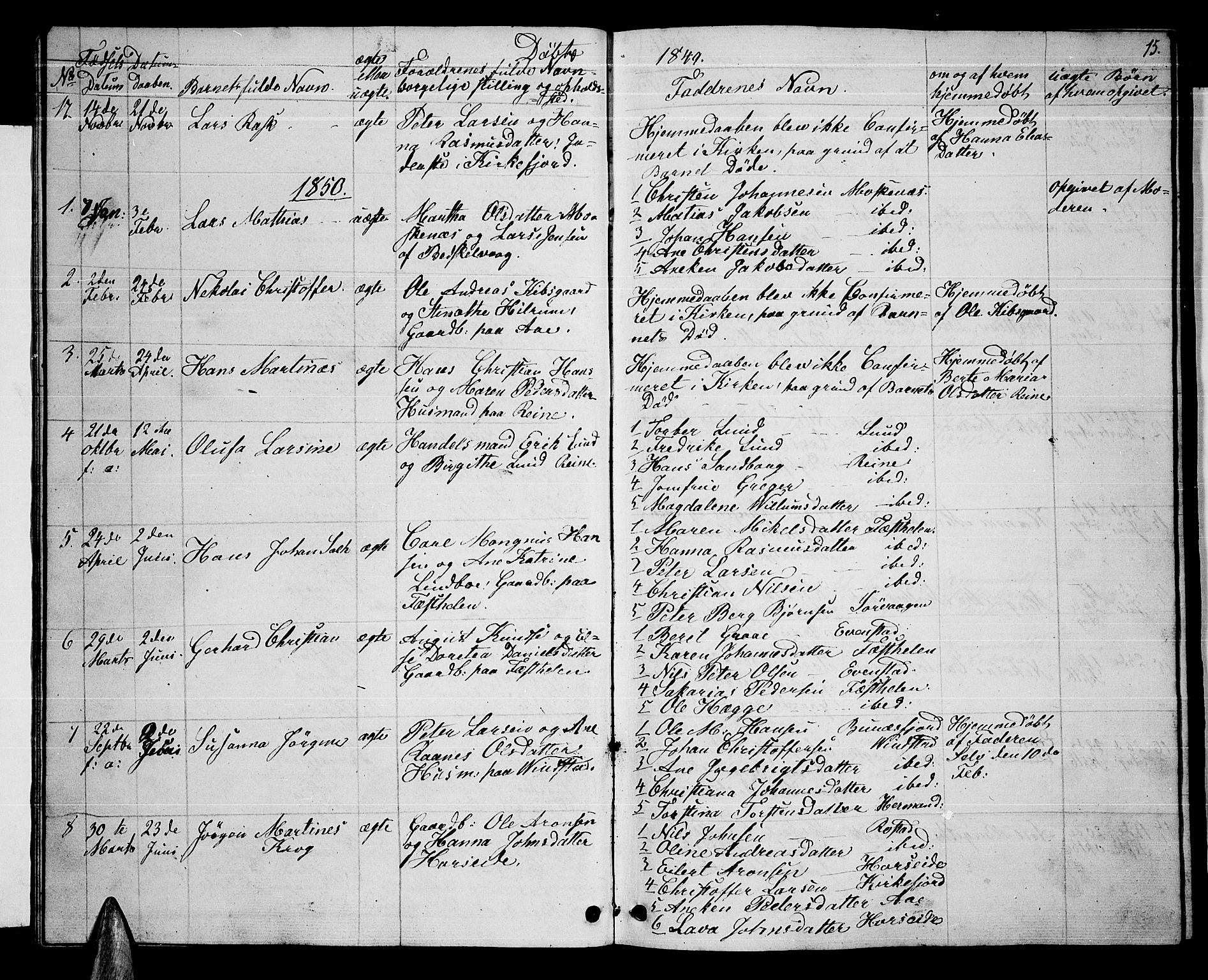Ministerialprotokoller, klokkerbøker og fødselsregistre - Nordland, AV/SAT-A-1459/886/L1224: Klokkerbok nr. 886C01, 1843-1873, s. 15