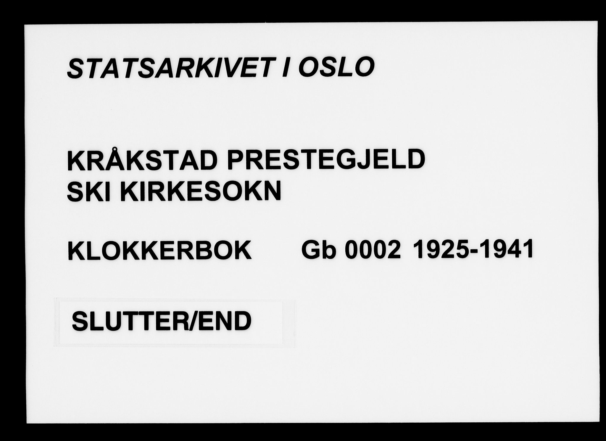 Kråkstad prestekontor Kirkebøker, AV/SAO-A-10125a/G/Gb/L0002: Klokkerbok nr. II 2, 1921-1941