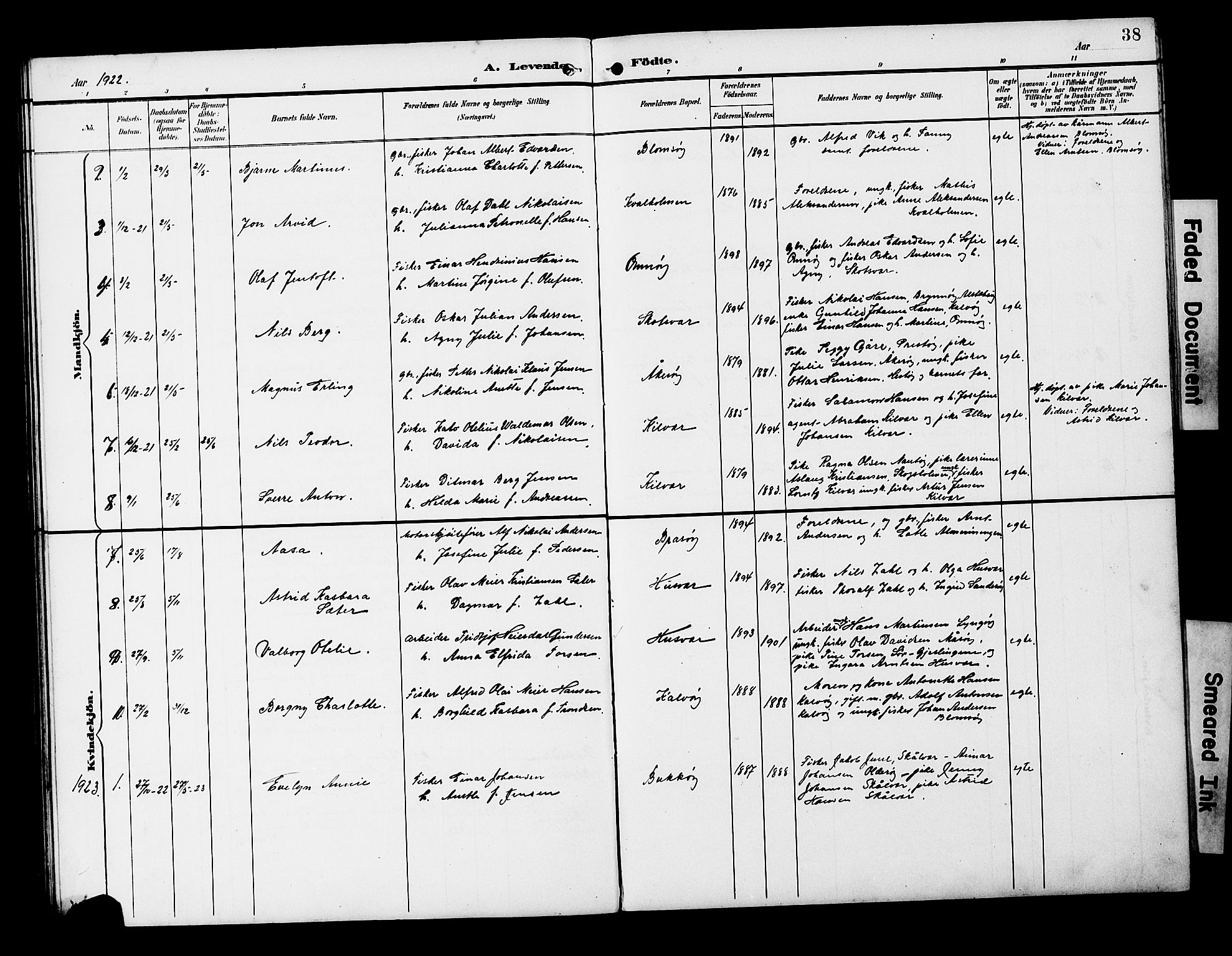 Ministerialprotokoller, klokkerbøker og fødselsregistre - Nordland, AV/SAT-A-1459/818/L0273: Klokkerbok nr. 818C01, 1893-1928, s. 38