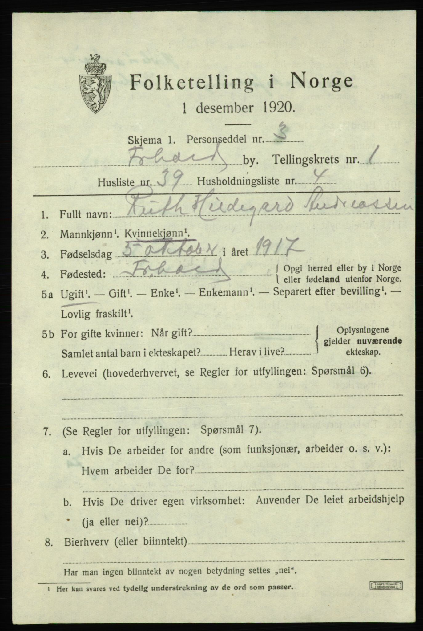 SAO, Folketelling 1920 for 0101 Fredrikshald kjøpstad, 1920, s. 8871