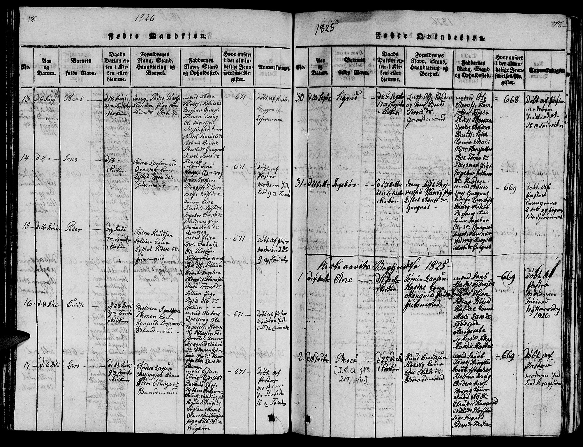 Ministerialprotokoller, klokkerbøker og fødselsregistre - Møre og Romsdal, AV/SAT-A-1454/586/L0990: Klokkerbok nr. 586C01, 1819-1837, s. 76-77