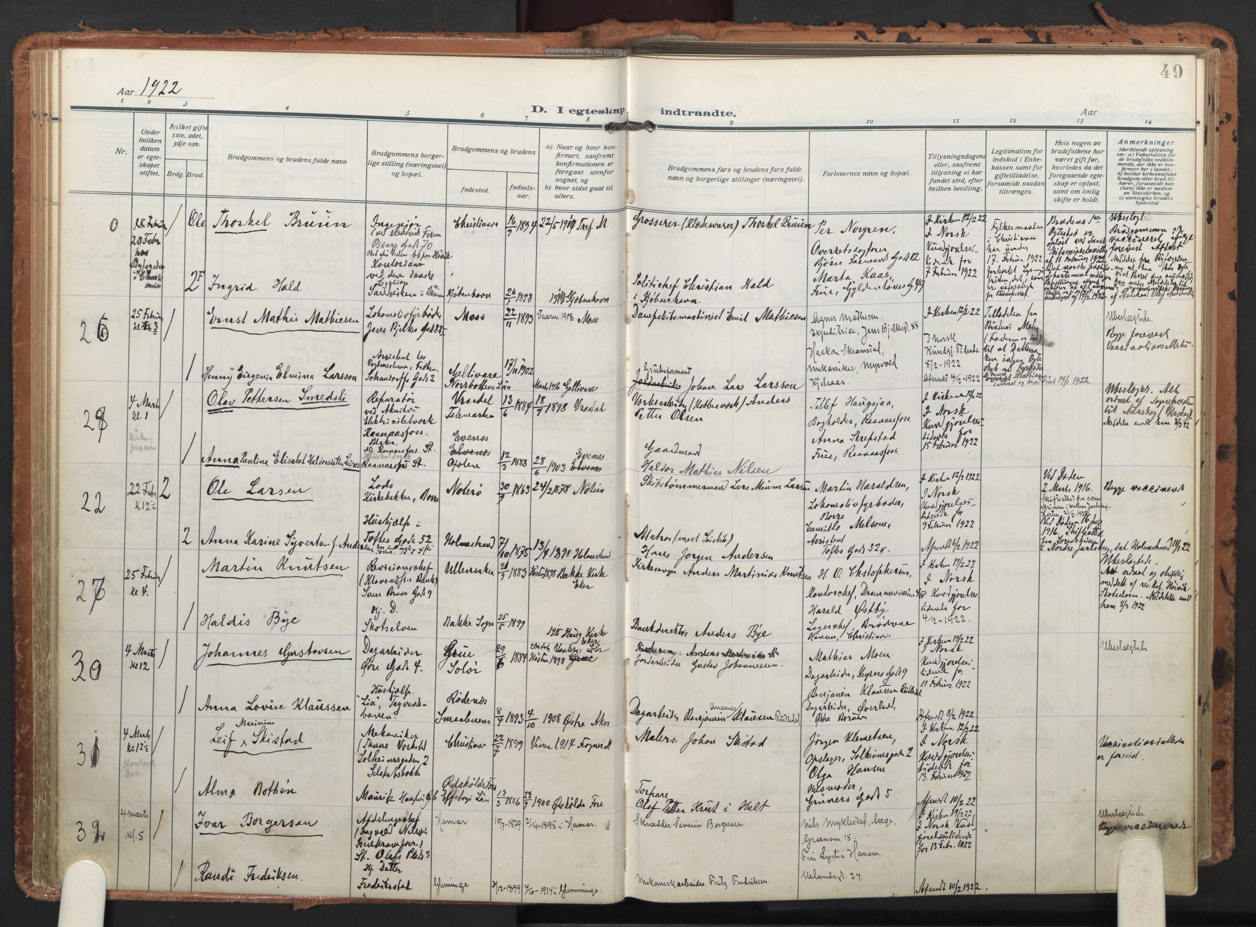 Trefoldighet prestekontor Kirkebøker, AV/SAO-A-10882/F/Fc/L0008: Ministerialbok nr. III 8, 1920-1932, s. 49