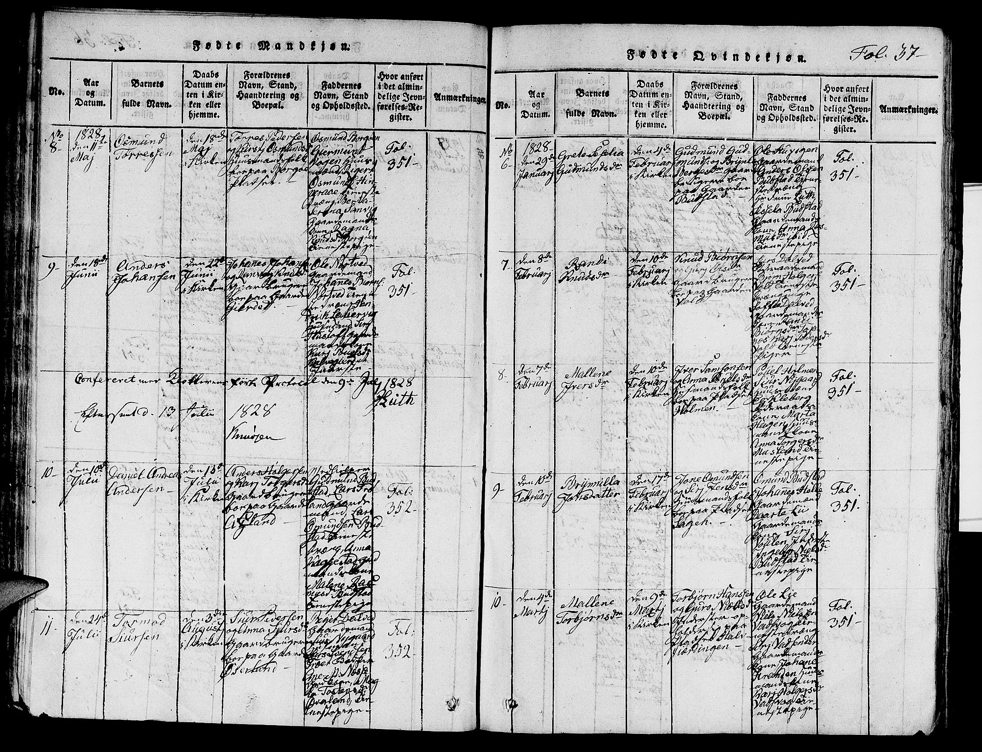 Nedstrand sokneprestkontor, AV/SAST-A-101841/01/V: Klokkerbok nr. B 1 /1, 1816-1847, s. 37