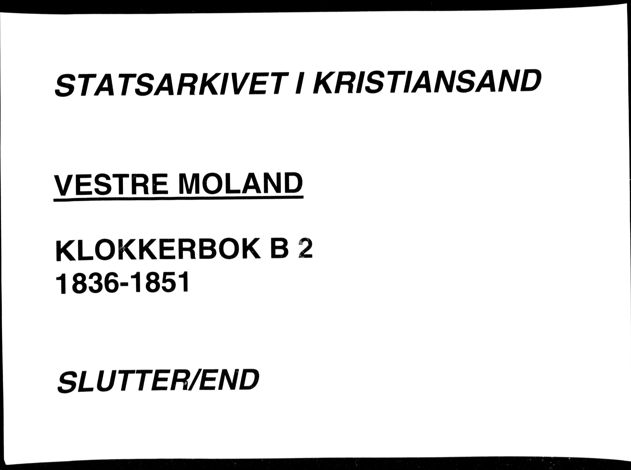 Vestre Moland sokneprestkontor, SAK/1111-0046/F/Fb/Fbb/L0002: Klokkerbok nr. B 2, 1836-1851, s. 146