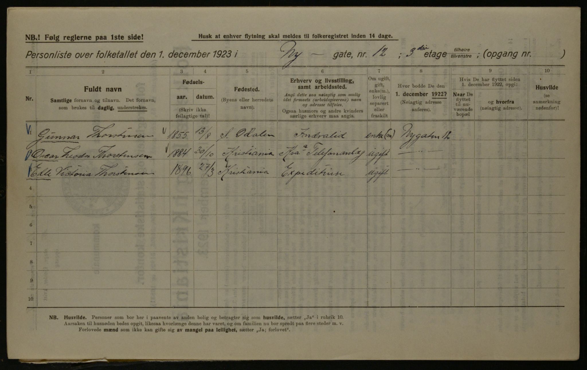 OBA, Kommunal folketelling 1.12.1923 for Kristiania, 1923, s. 81278