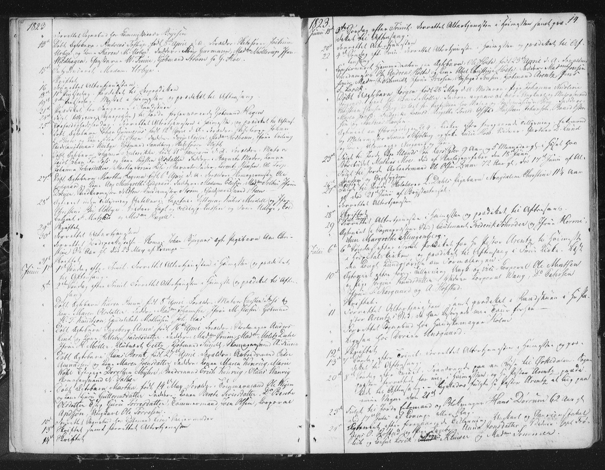 Ministerialprotokoller, klokkerbøker og fødselsregistre - Sør-Trøndelag, SAT/A-1456/602/L0127: Residerende kapellans bok nr. 602B01, 1821-1875, s. 14