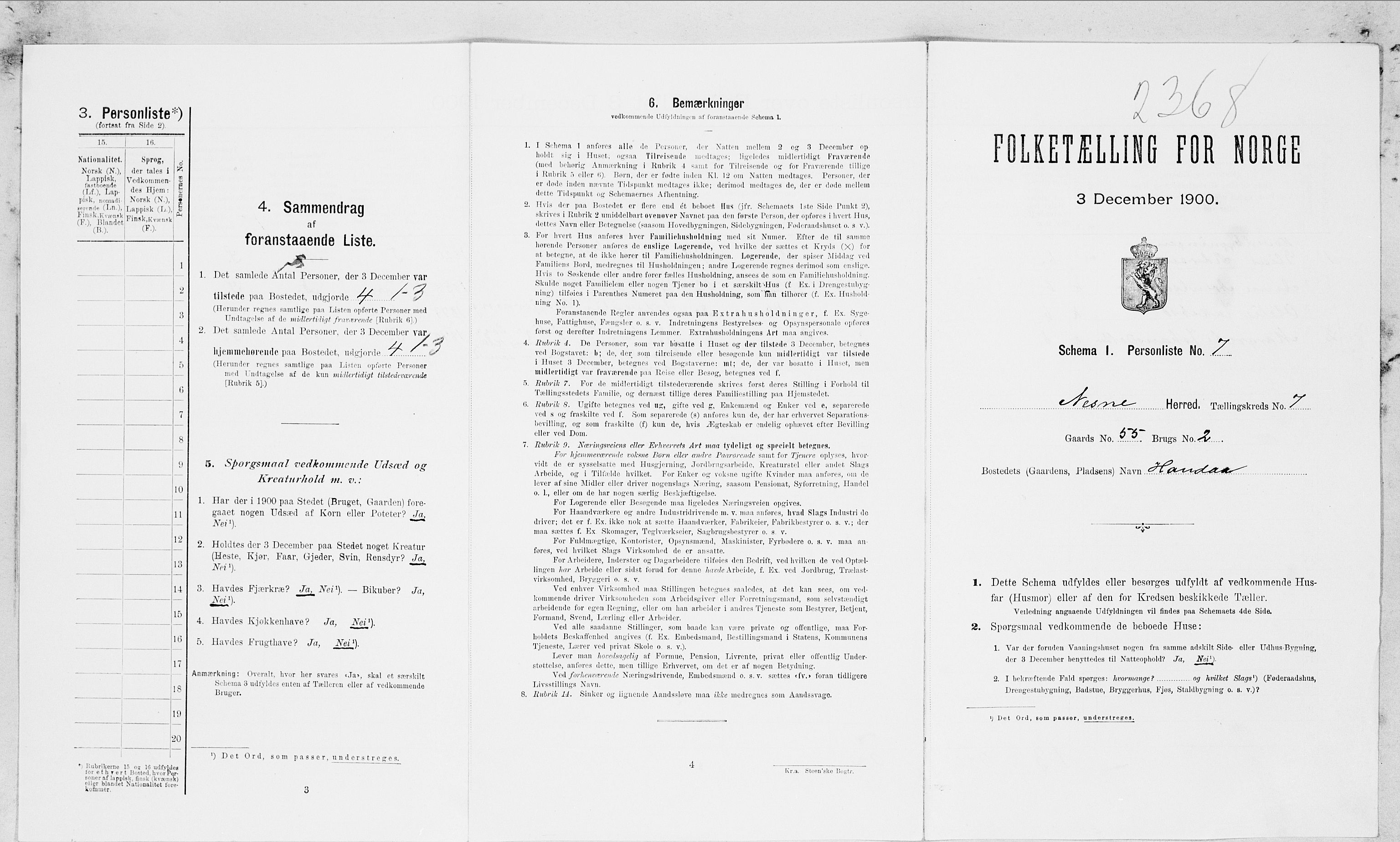 SAT, Folketelling 1900 for 1828 Nesna herred, 1900, s. 576