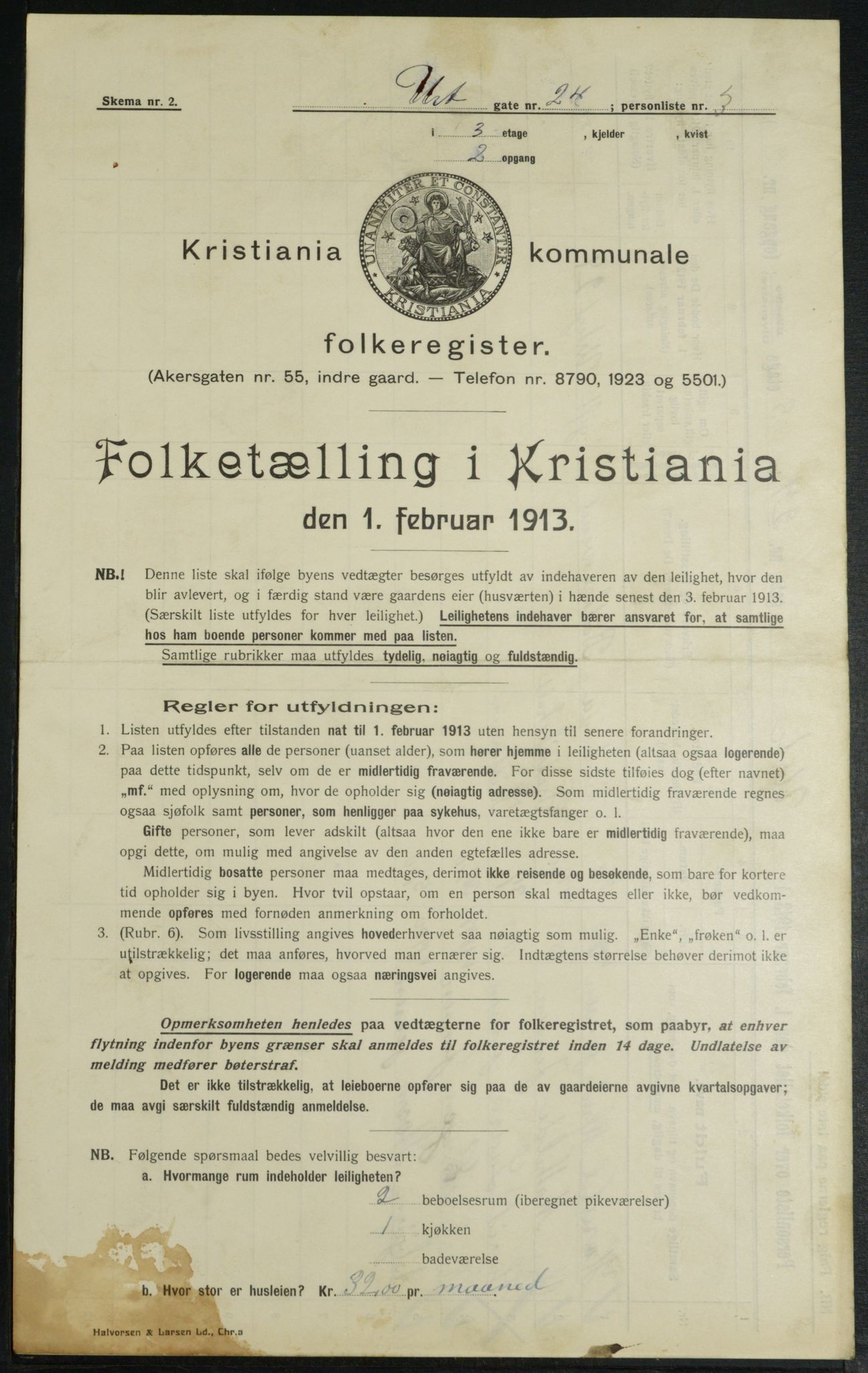 OBA, Kommunal folketelling 1.2.1913 for Kristiania, 1913, s. 120868