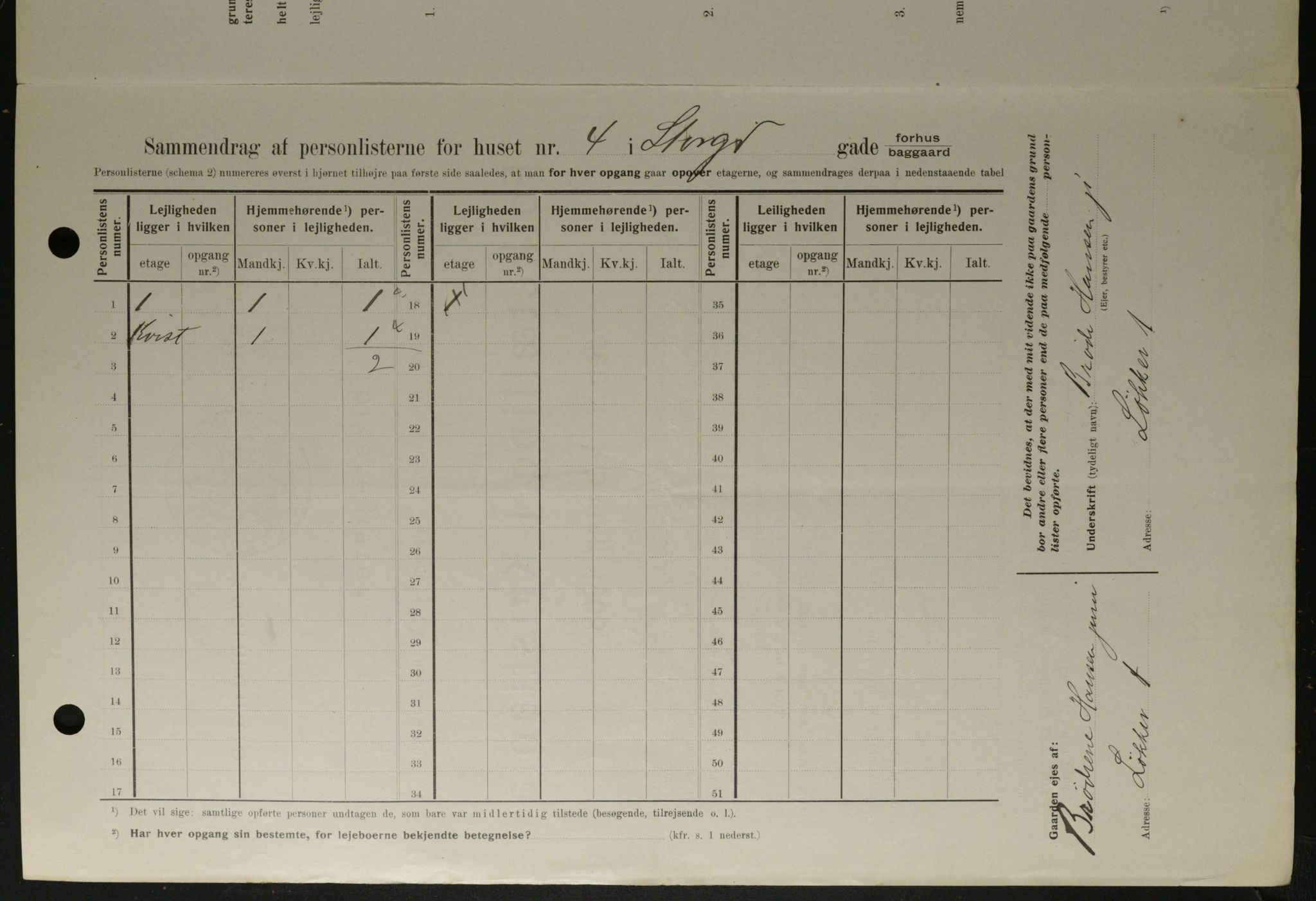 OBA, Kommunal folketelling 1.2.1908 for Kristiania kjøpstad, 1908, s. 92476