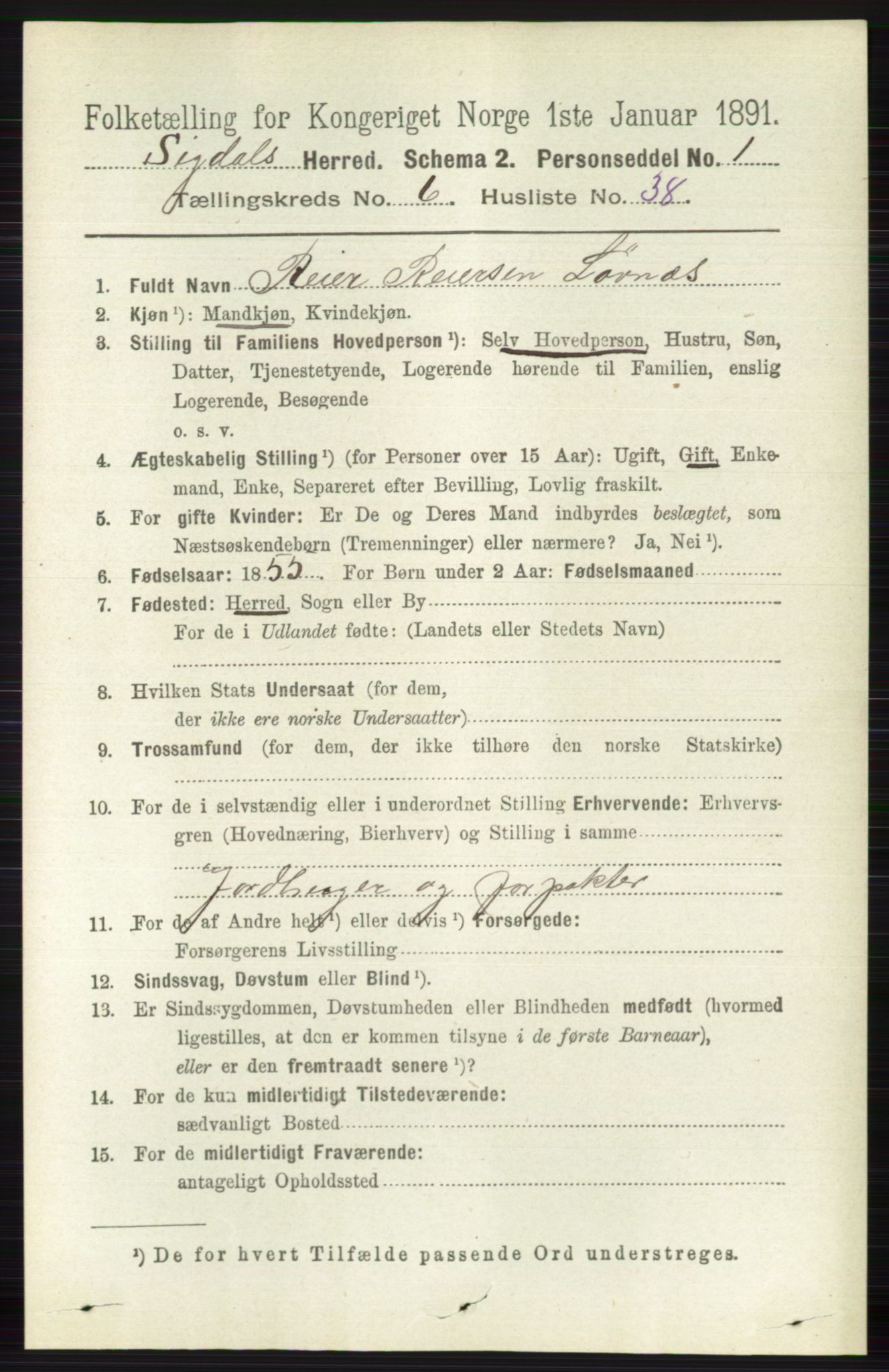 RA, Folketelling 1891 for 0621 Sigdal herred, 1891, s. 2627