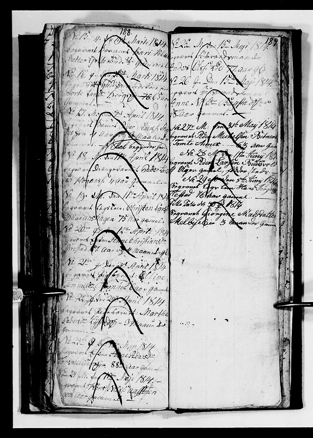 Romedal prestekontor, AV/SAH-PREST-004/L/L0004: Klokkerbok nr. 4, 1807-1814, s. 188-189