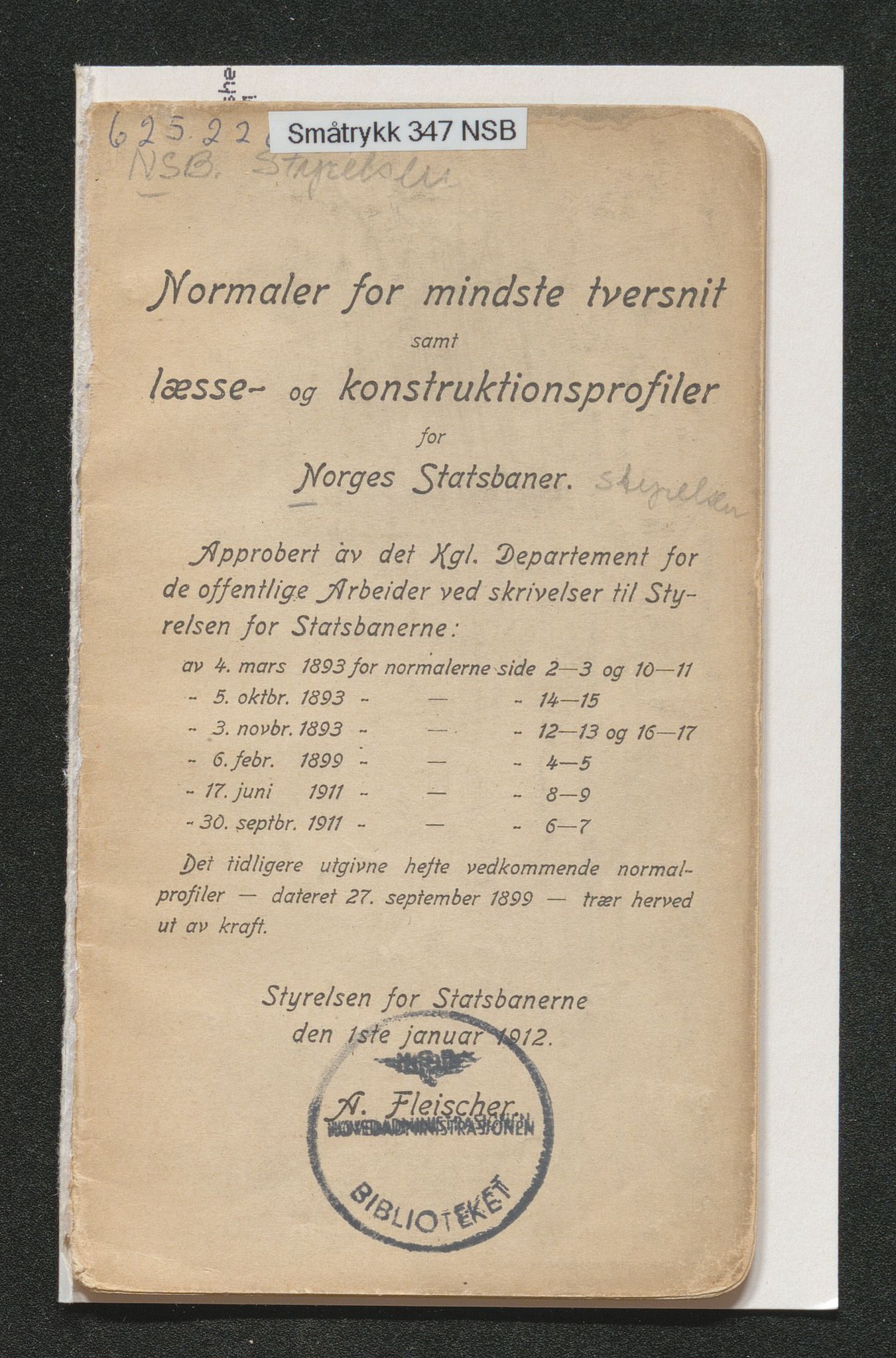 Norges Statsbaner Bibliotek (NSB), SAKO/A-355/F/Fc/L0005/0002: Småtrykk 280 - 349 / Småtrykk 330 - 349, 1886-2006