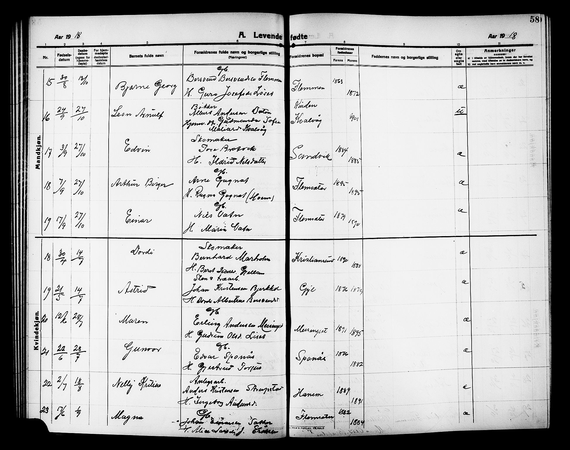 Ministerialprotokoller, klokkerbøker og fødselsregistre - Møre og Romsdal, AV/SAT-A-1454/586/L0993: Klokkerbok nr. 586C04, 1910-1918, s. 58