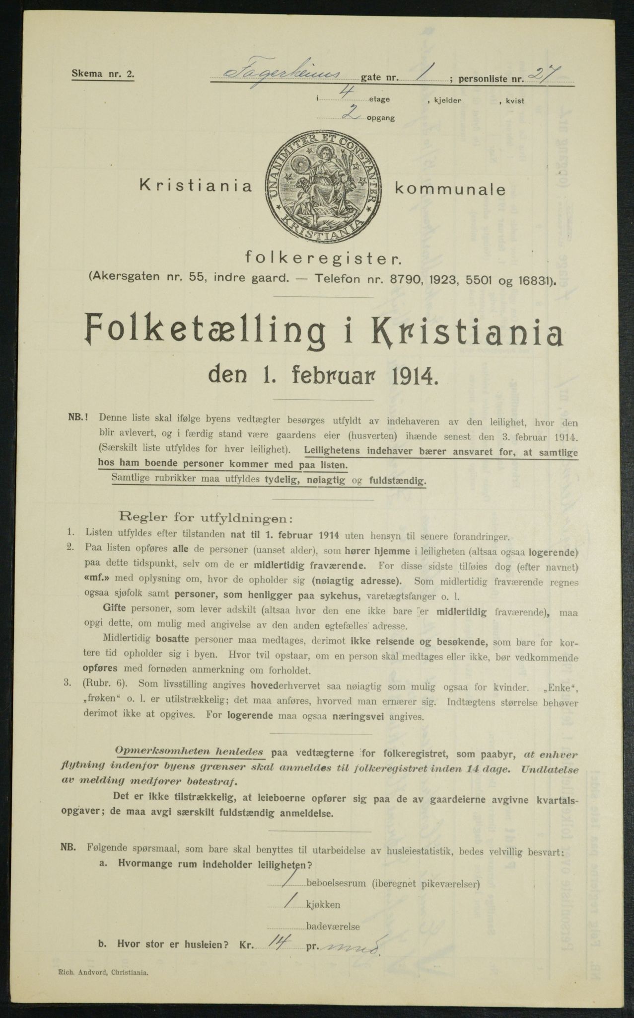 OBA, Kommunal folketelling 1.2.1914 for Kristiania, 1914, s. 23232