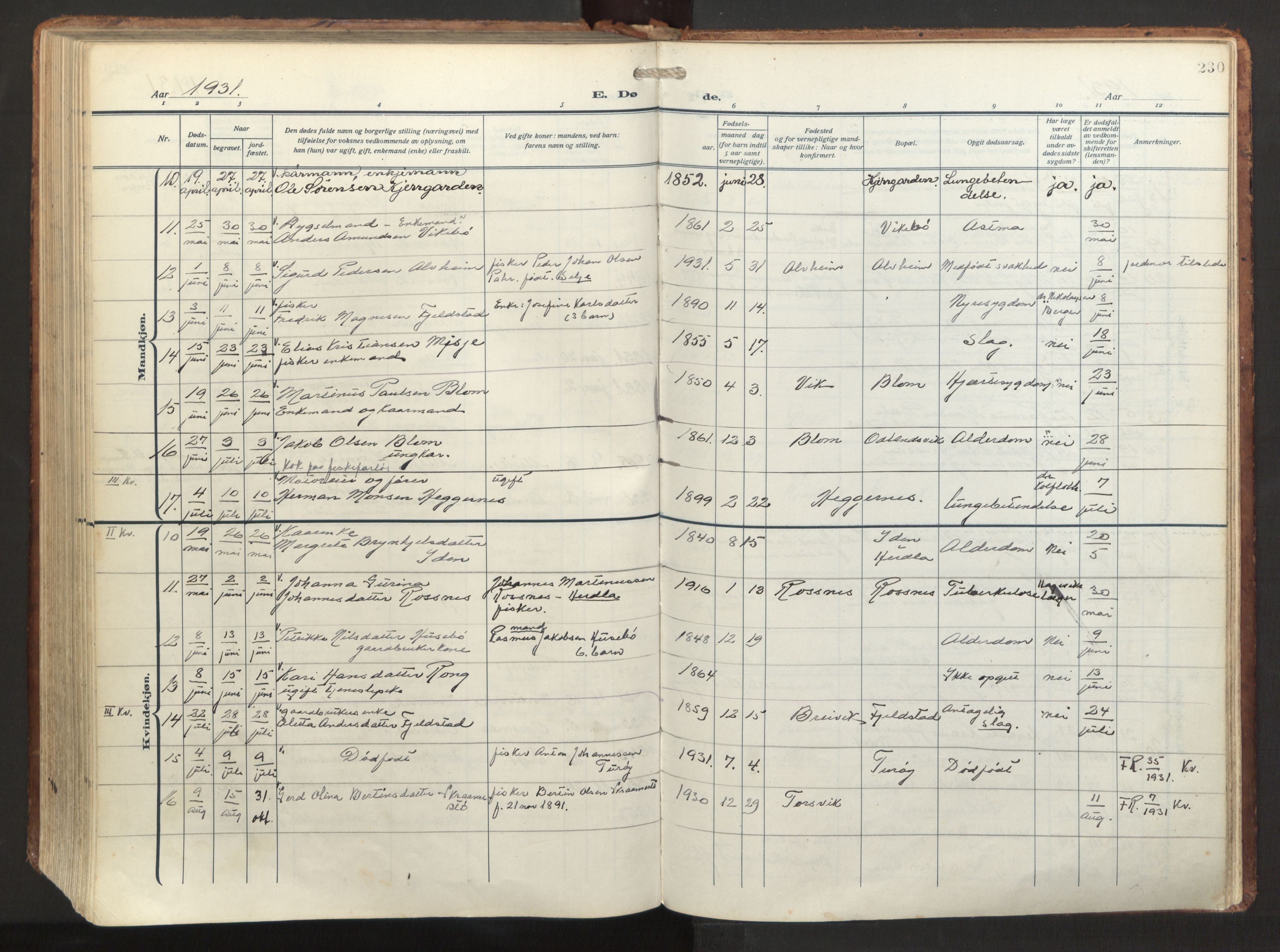 Herdla Sokneprestembete, AV/SAB-A-75701/H/Haa: Ministerialbok nr. A 6, 1918-1933, s. 230