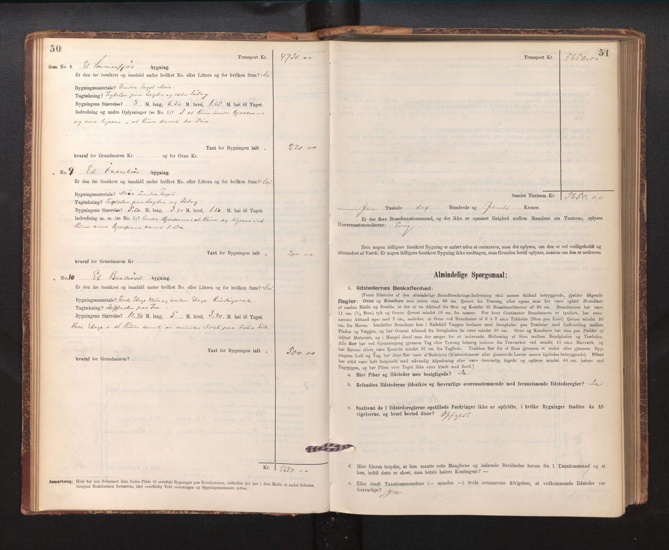 Lensmannen i Fitjar, SAB/A-32001/0012/L0001: Branntakstprotokoll, skjematakst, 1895-1948, s. 50-51